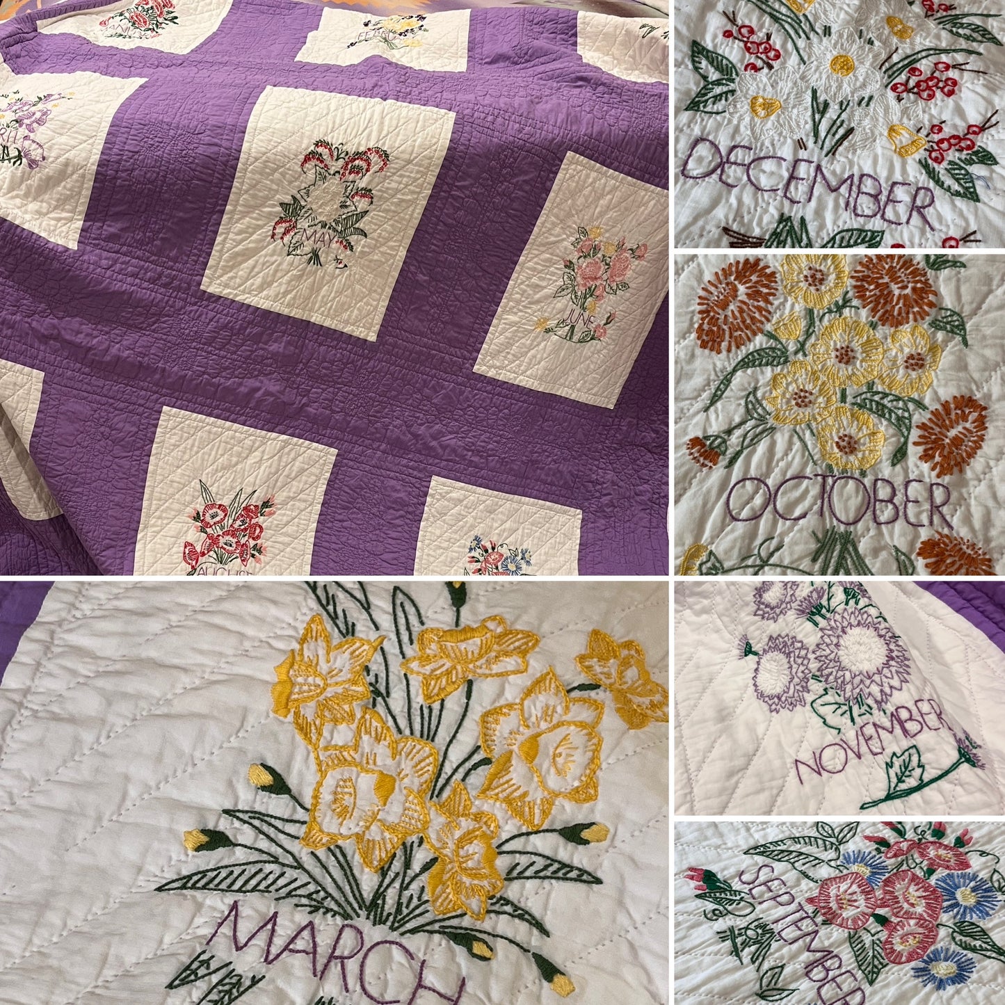 Months and Flowers of the Year Quilt