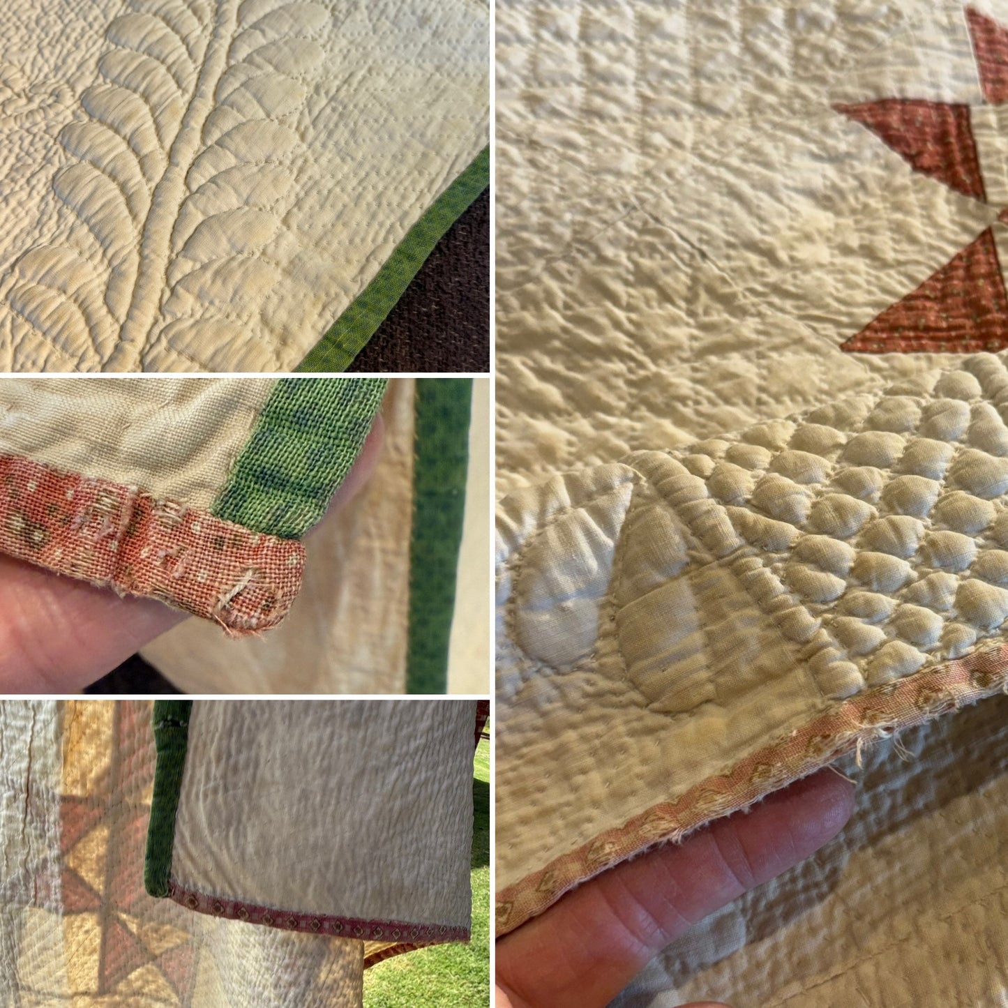 Ohio Stars Signed And Dated Trapunto Quilt 1869