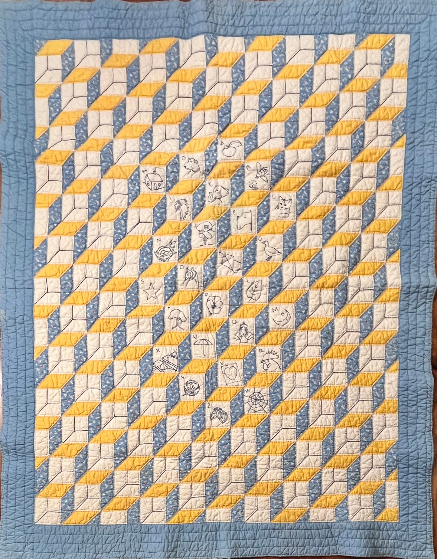 Tumbling Blocks Alphabet Quilt