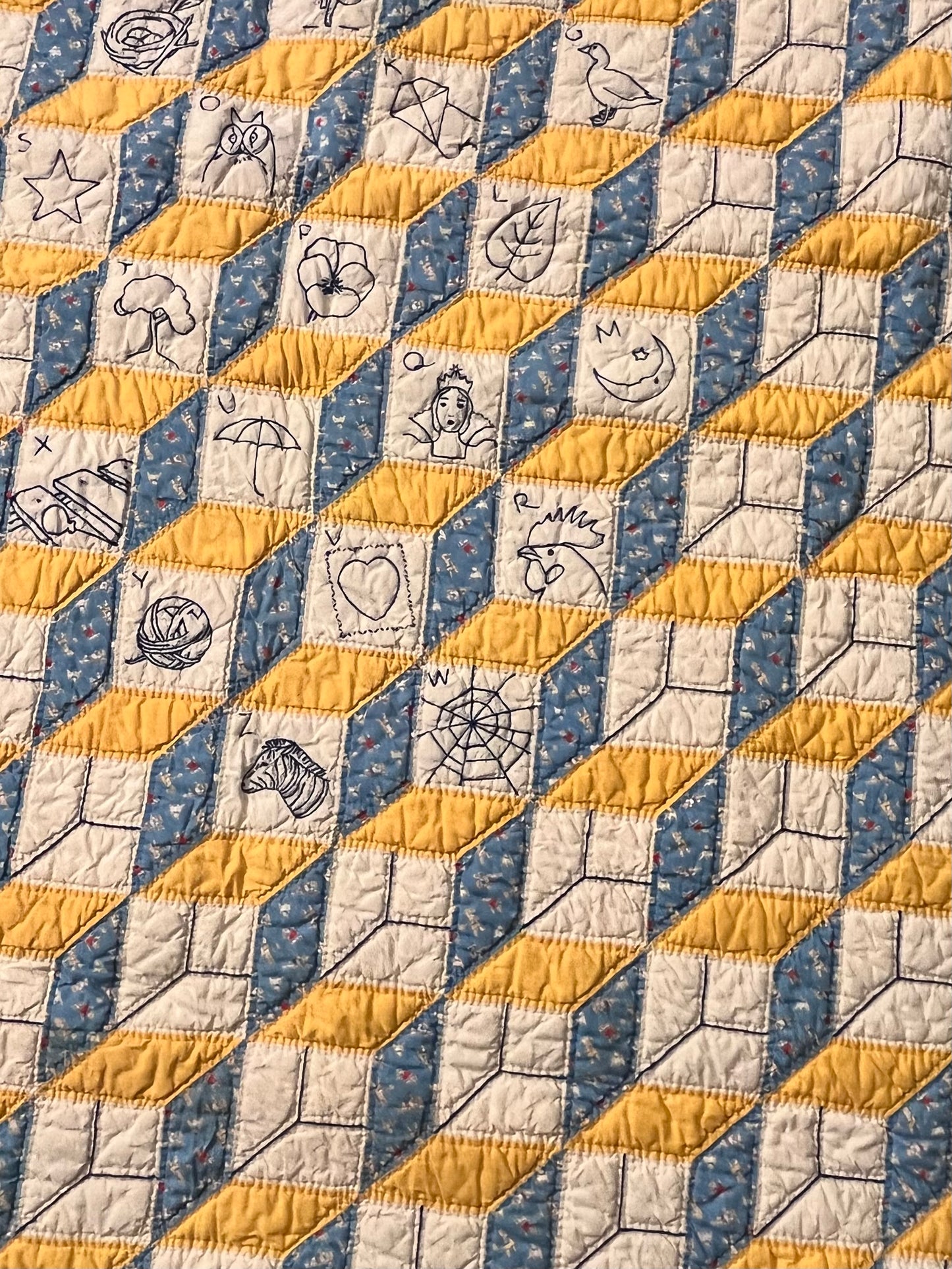 Tumbling Blocks Alphabet Quilt