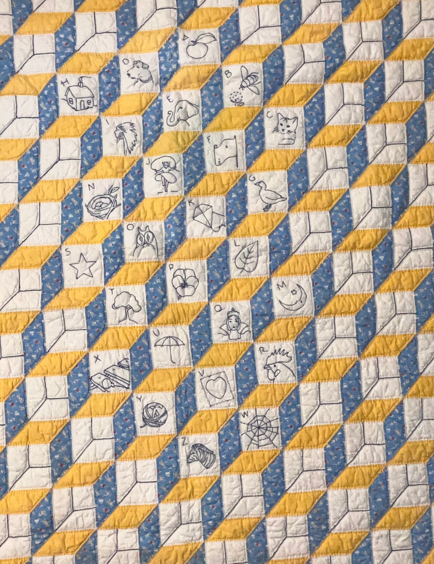 Tumbling Blocks Alphabet Quilt