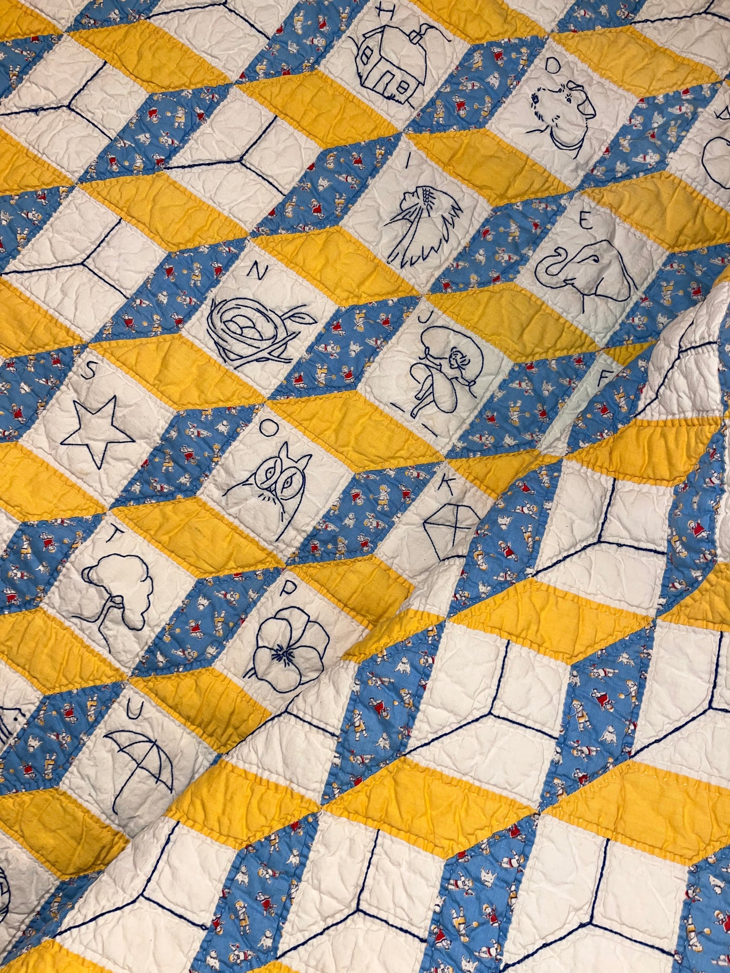 Tumbling Blocks Alphabet Quilt