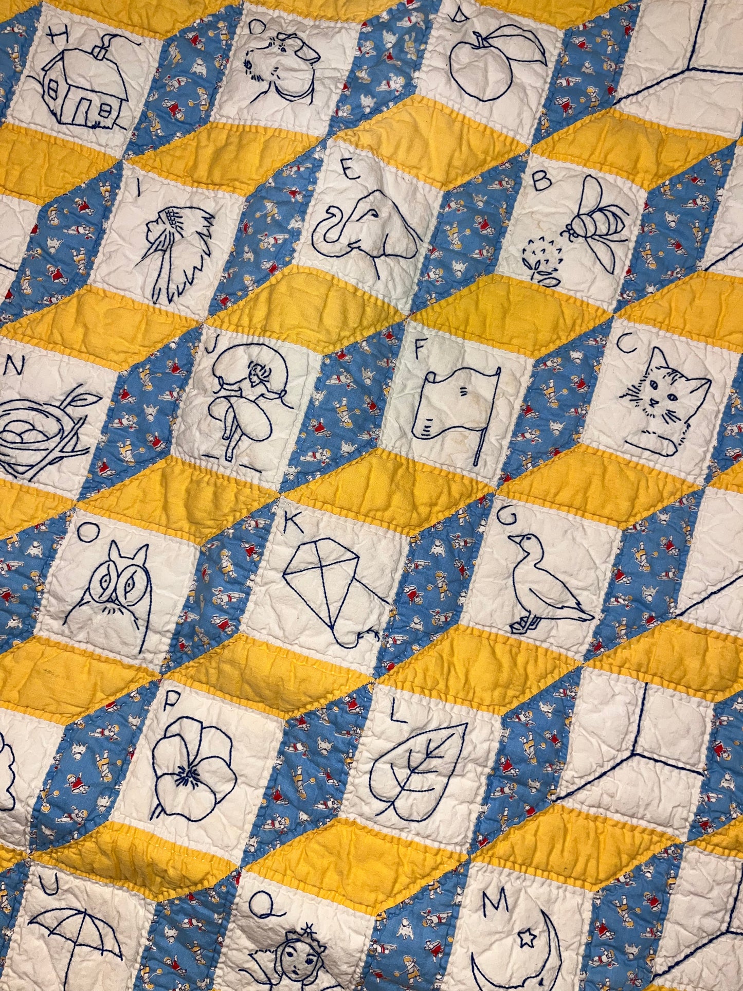 Tumbling Blocks Alphabet Quilt