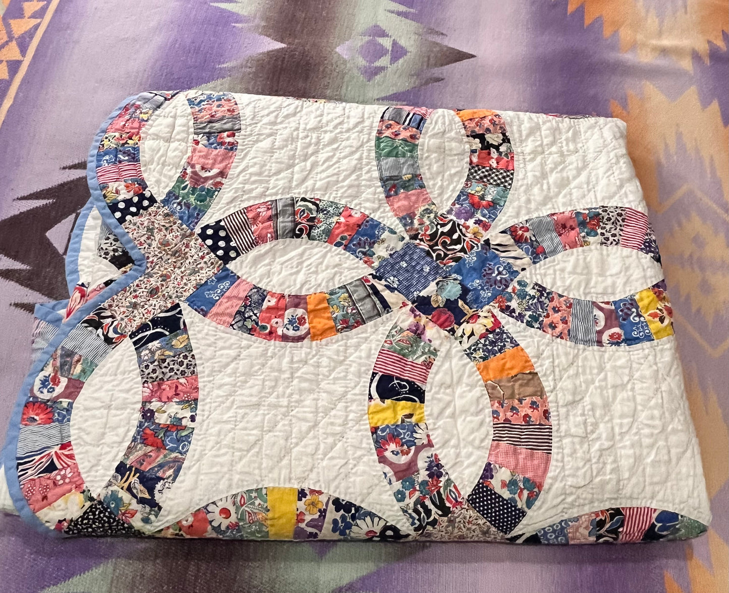 Scrappy Double Wedding Ring Quilt