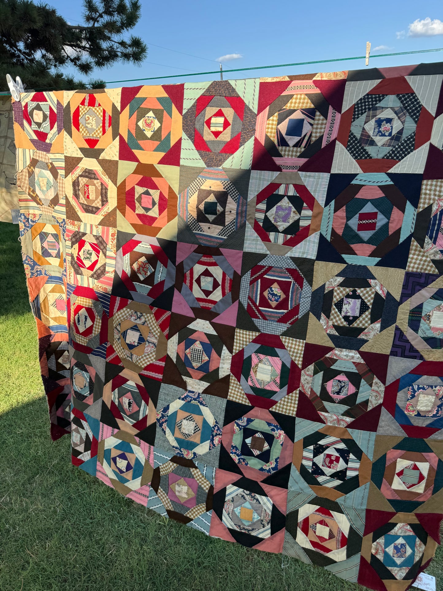 Scrappy Square in a Square Wools Top On Foundation