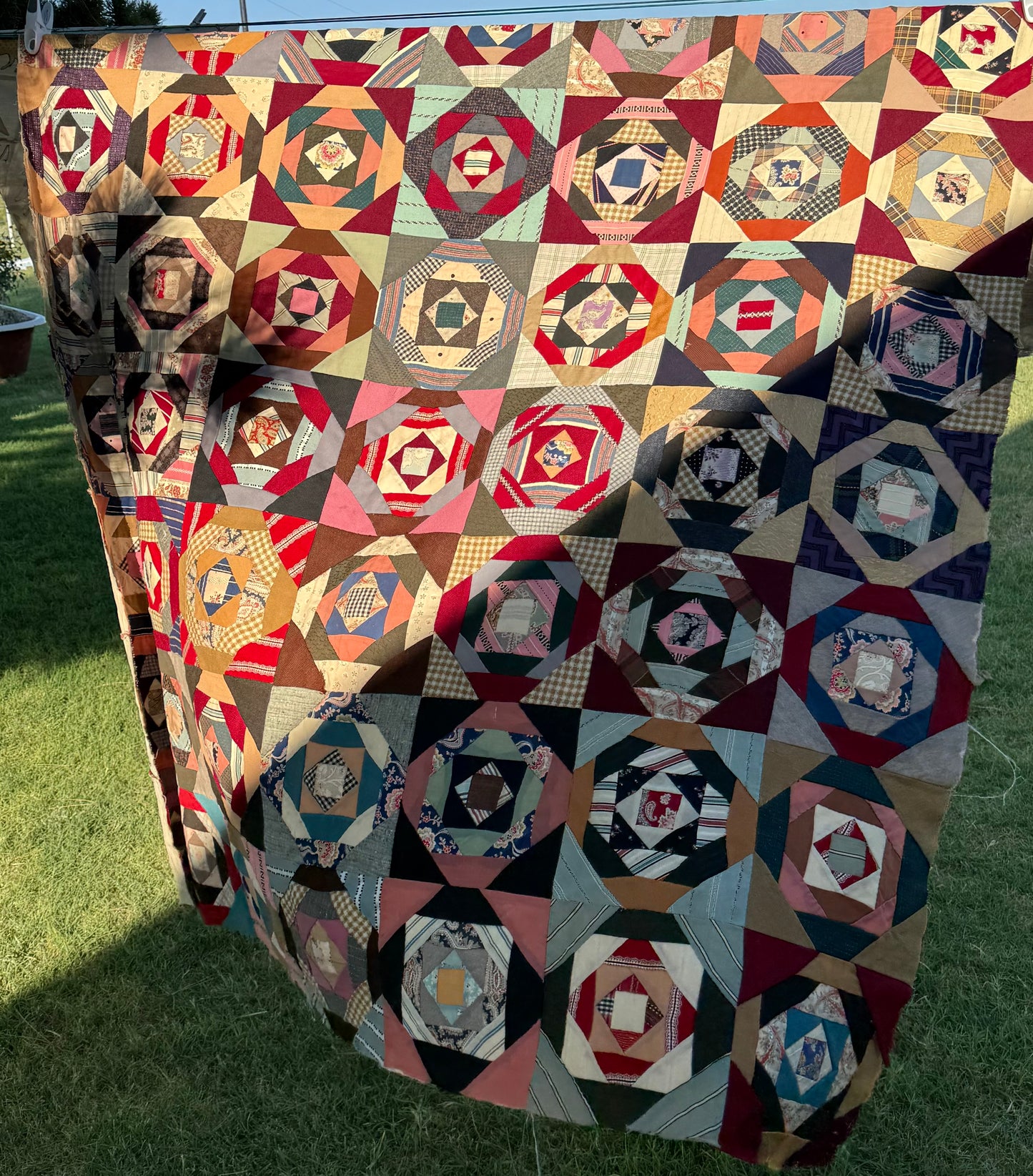 Scrappy Square in a Square Wools Top On Foundation