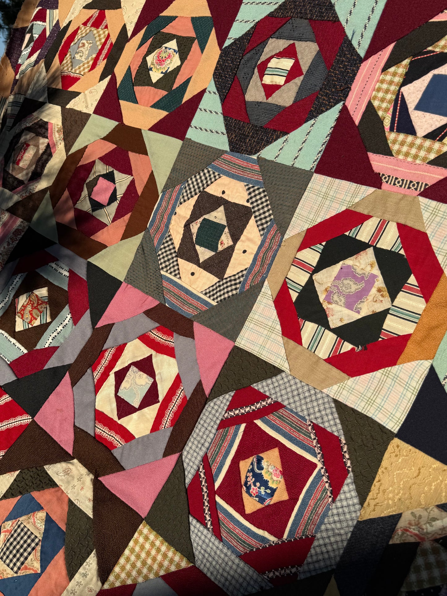 Scrappy Square in a Square Wools Top On Foundation