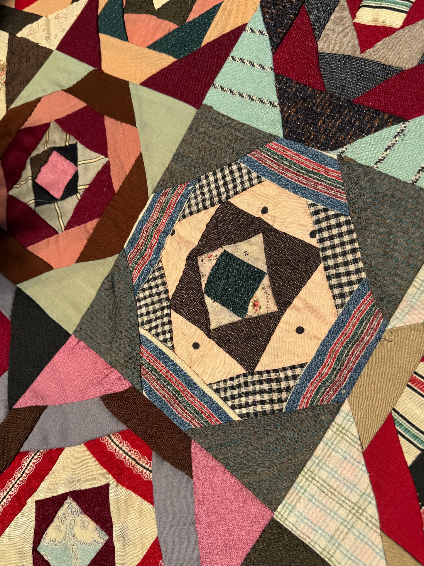 Scrappy Square in a Square Wools Top On Foundation