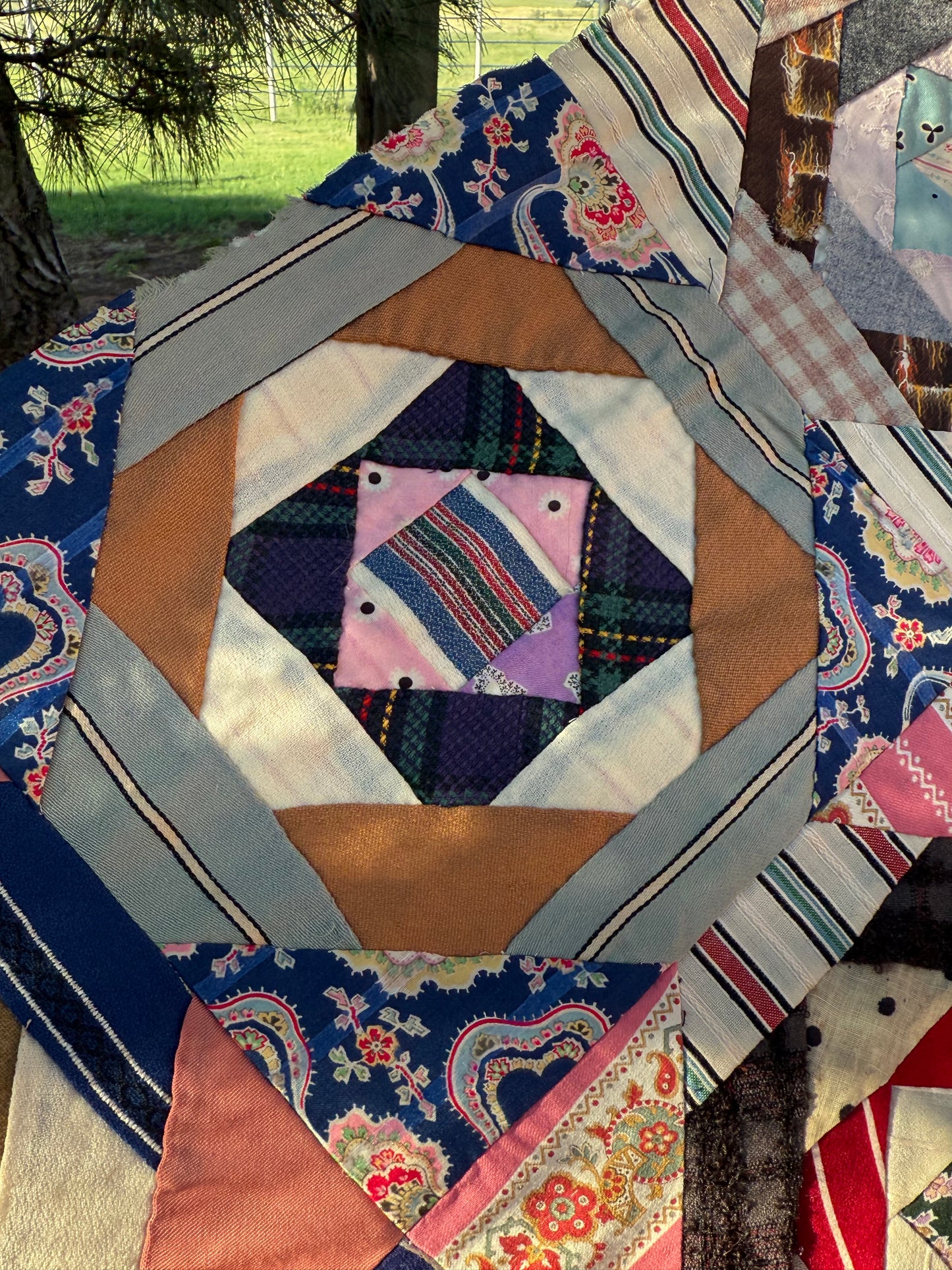 Scrappy Square in a Square Wools Top On Foundation