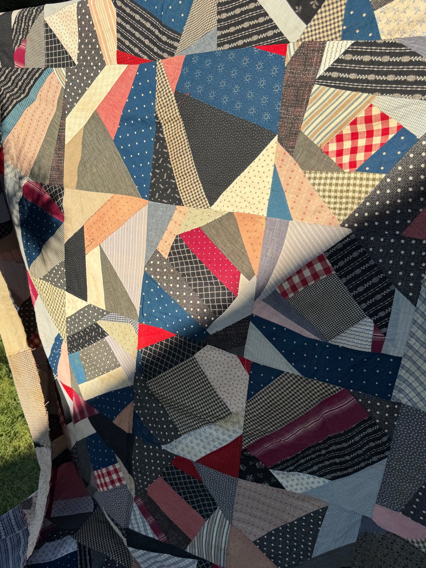 Cotton Crazy Quilt Top On Foundation
