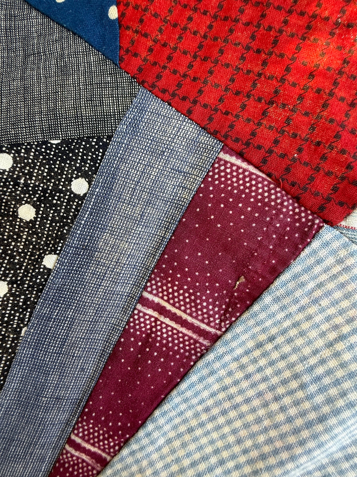 Cotton Crazy Quilt Top On Foundation
