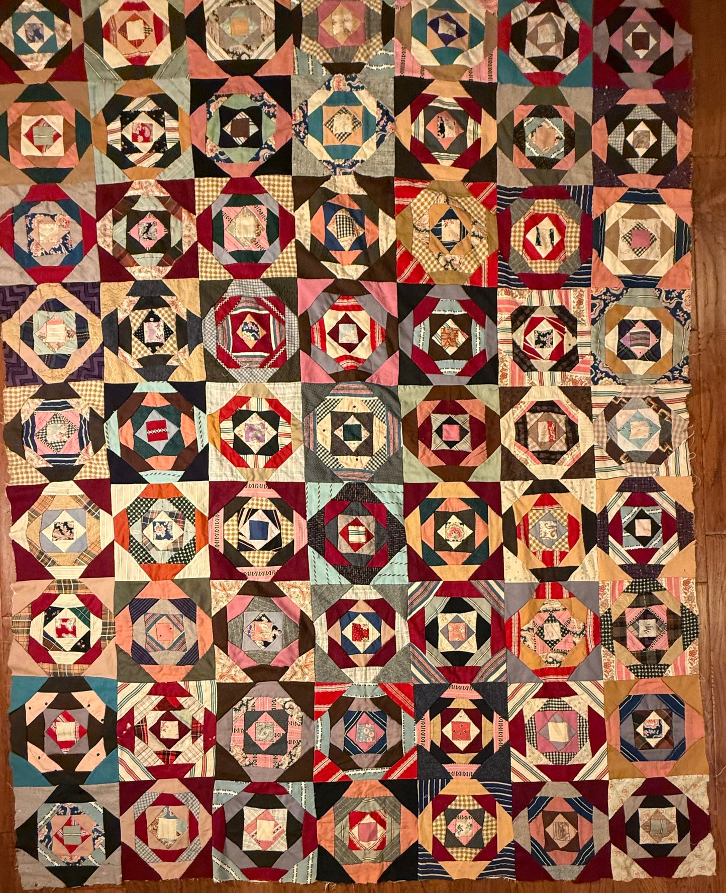 Scrappy Square in a Square Wools Top On Foundation