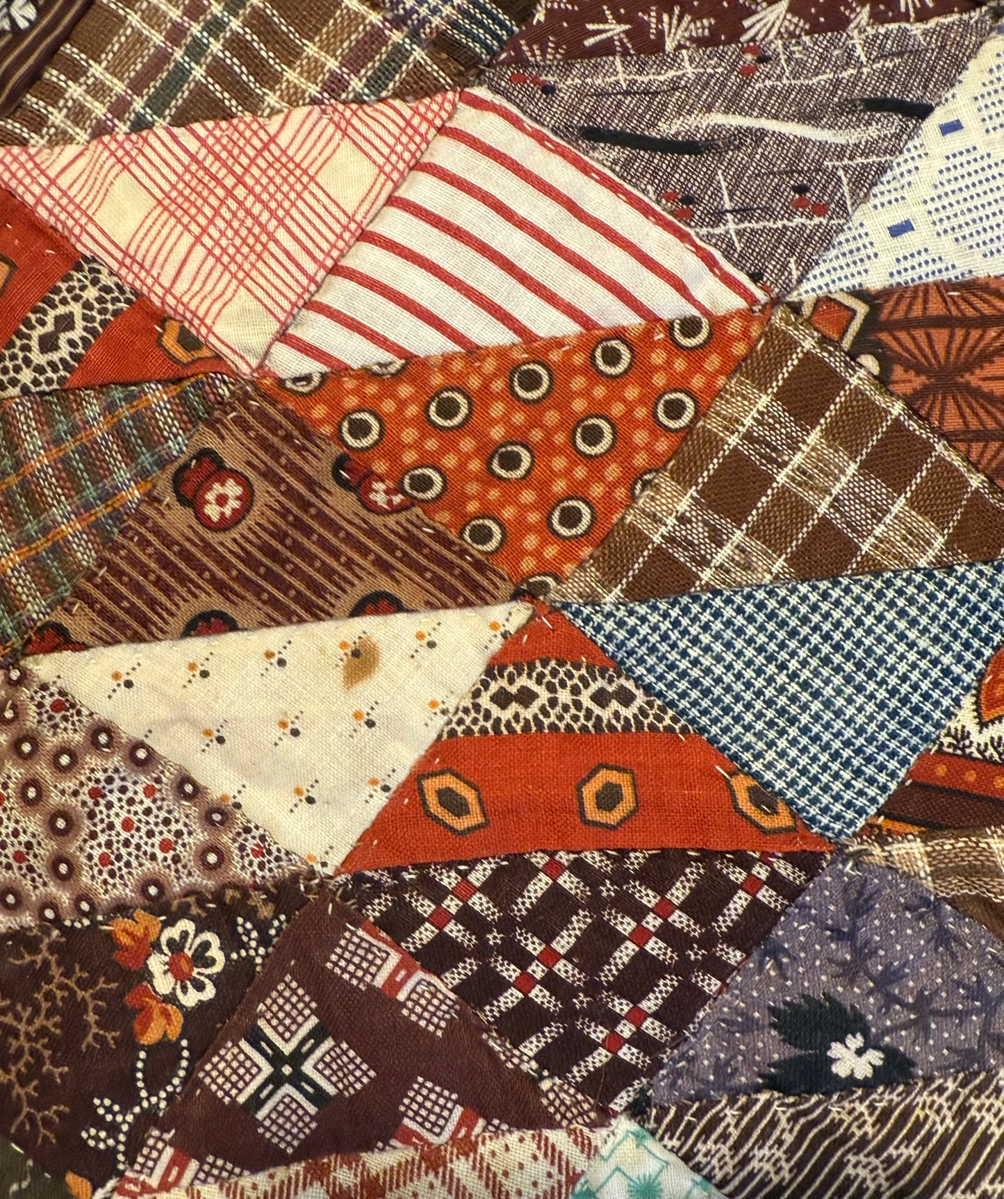 Outstanding Half Square Triangles 4 Block Early Quilt with Zig Zag Border