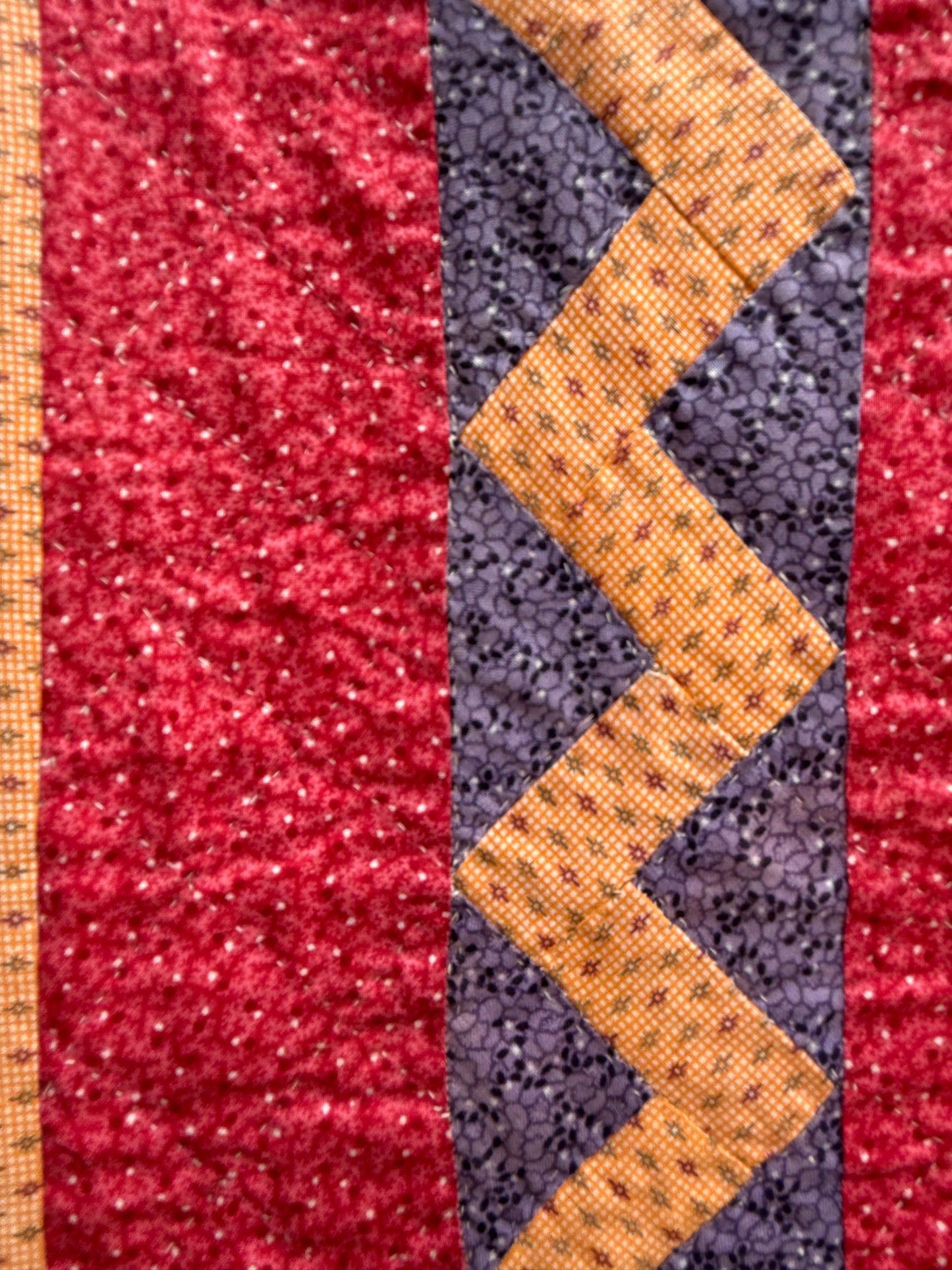 Outstanding Half Square Triangles 4 Block Early Quilt with Zig Zag Border