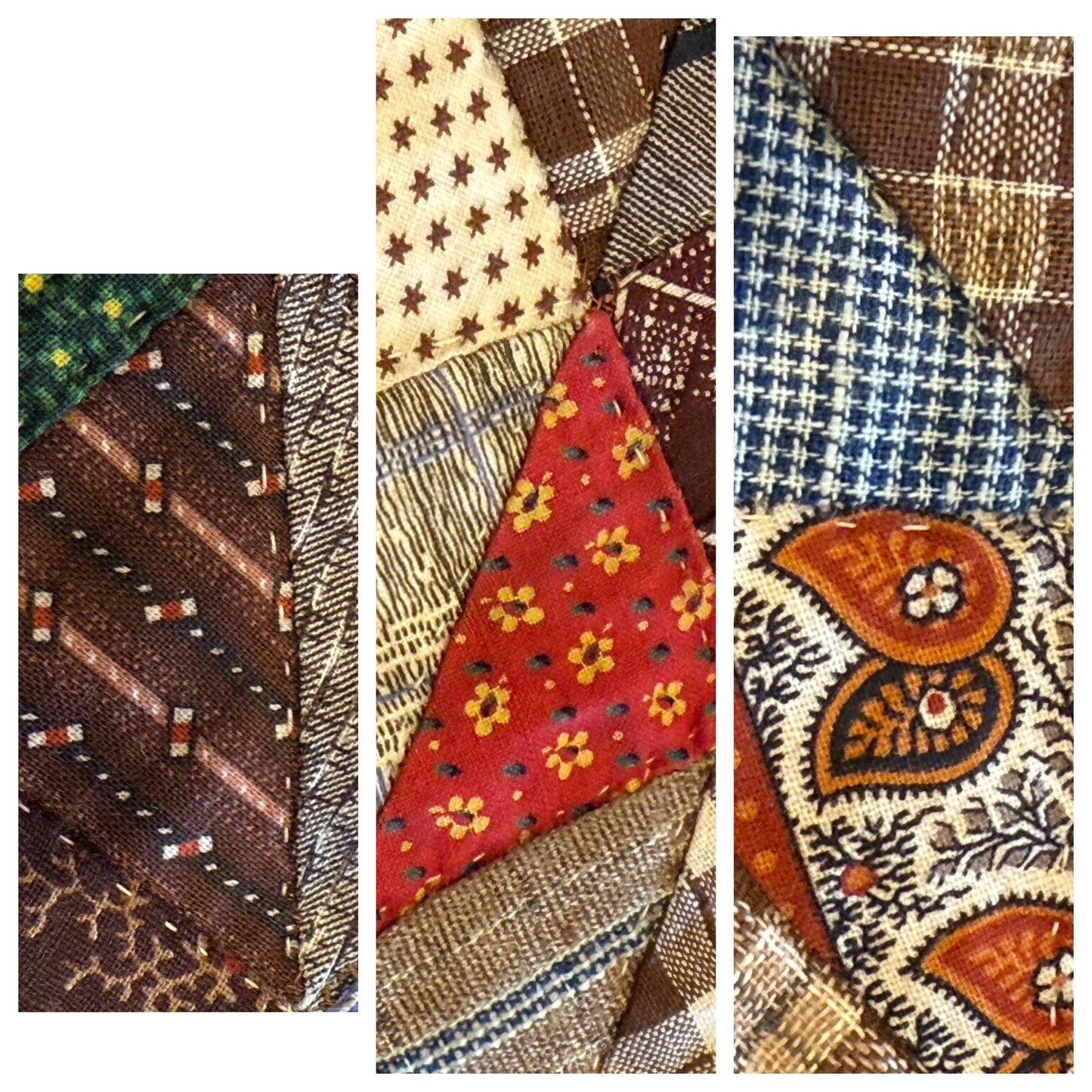 Outstanding Half Square Triangles 4 Block Early Quilt with Zig Zag Border