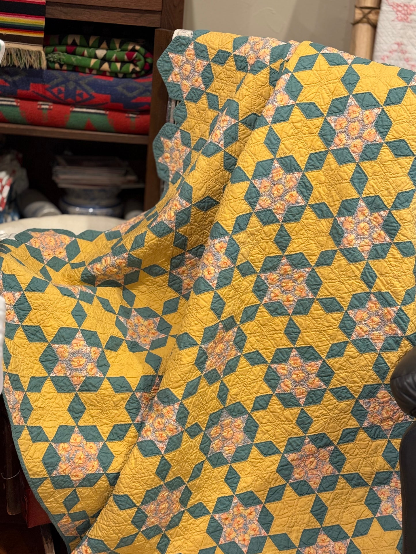 Small Scale Hexagonal 6 Point Stars Quilt