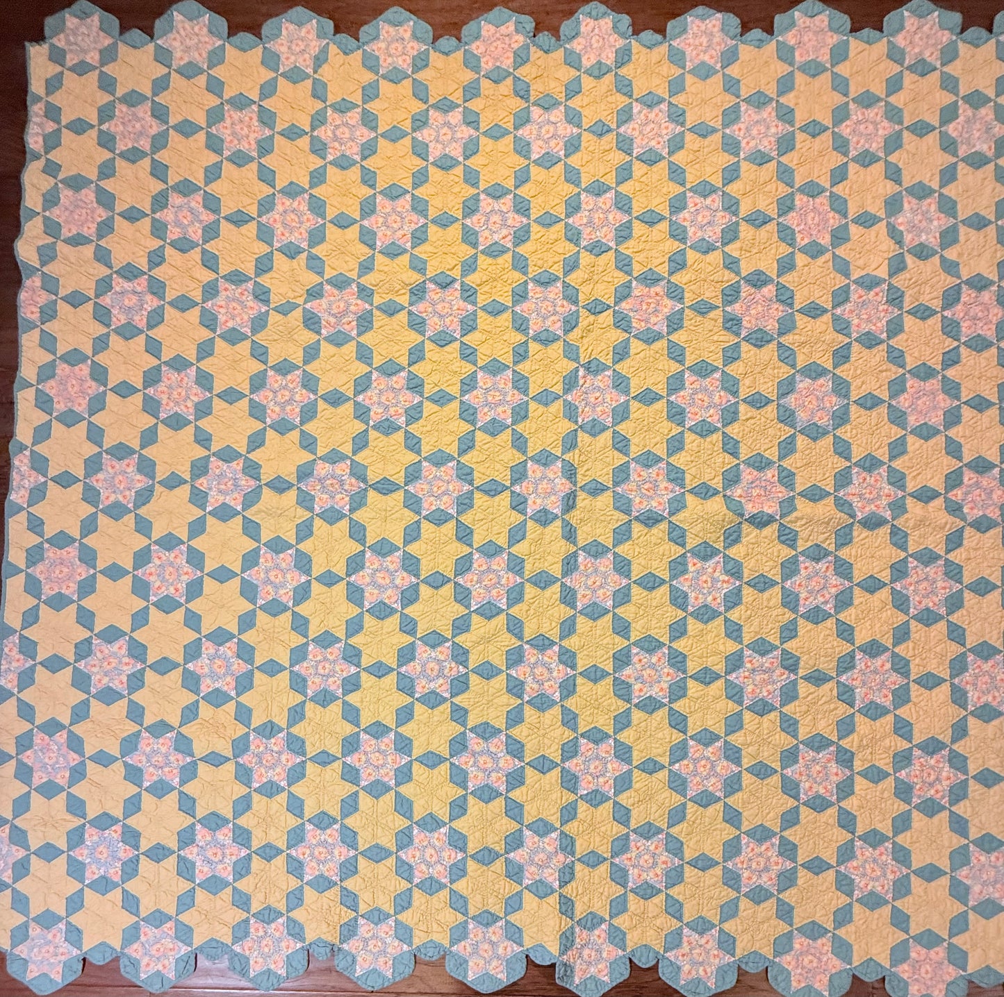 Small Scale Hexagonal 6 Point Stars Quilt