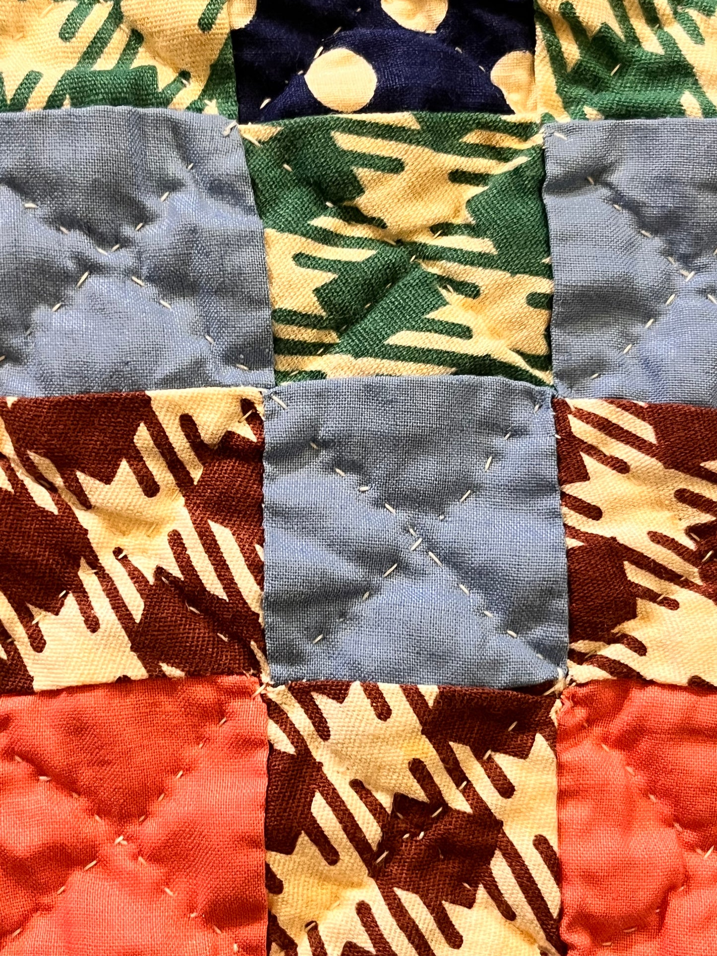 Patchwork Chain of Sun and Shadows Feedsack Quilt