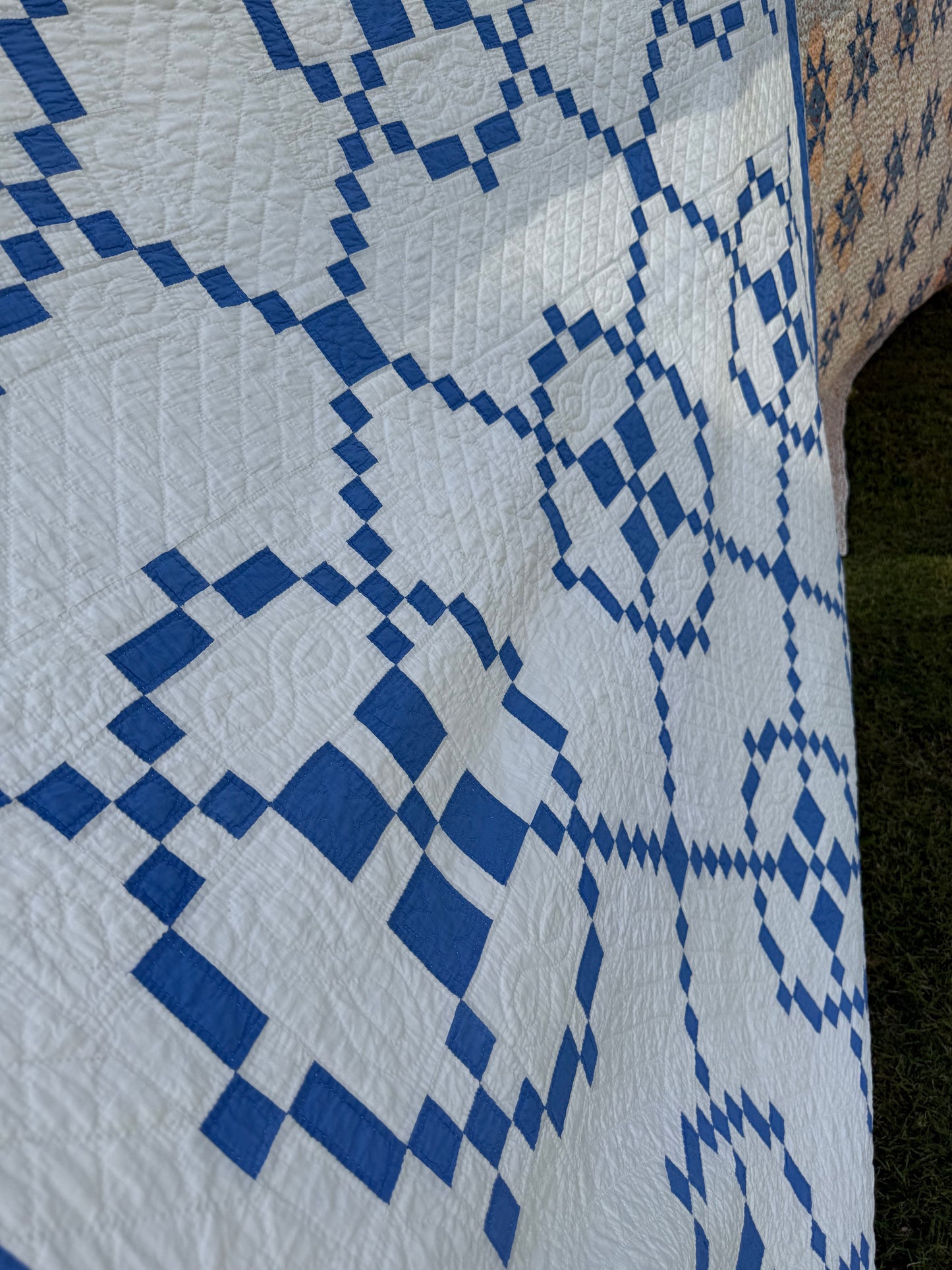 Blue And White Burgoyne Surrounded Quilt