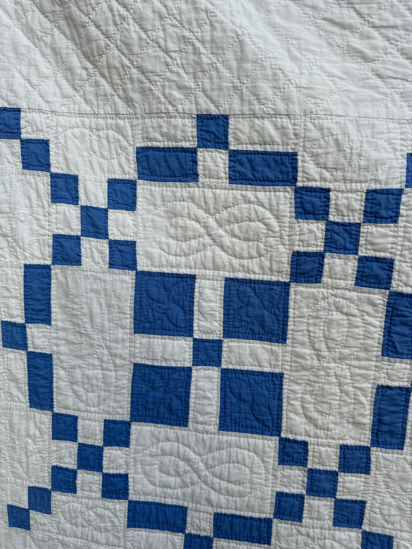 Blue And White Burgoyne Surrounded Quilt