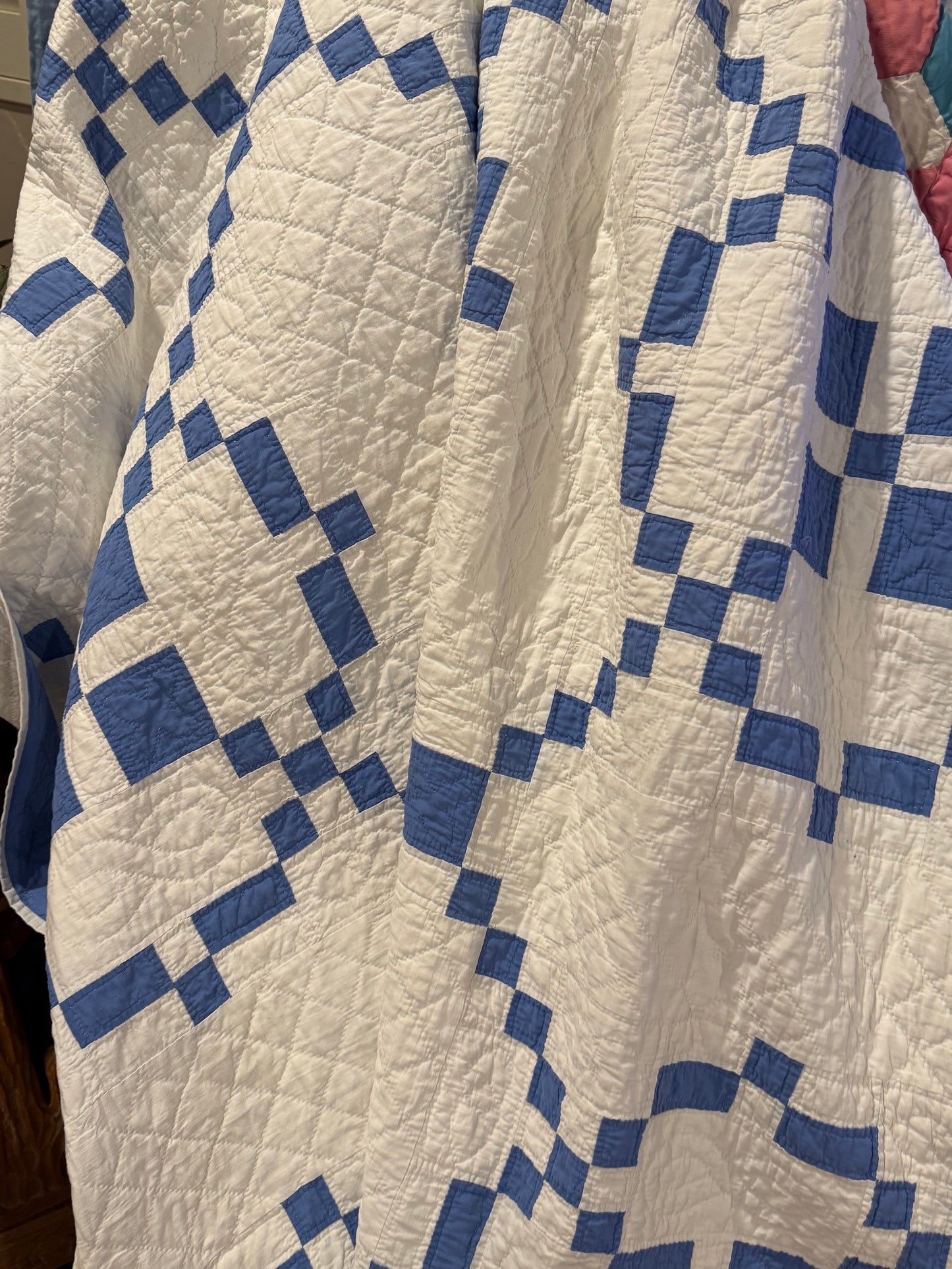 Blue And White Burgoyne Surrounded Quilt
