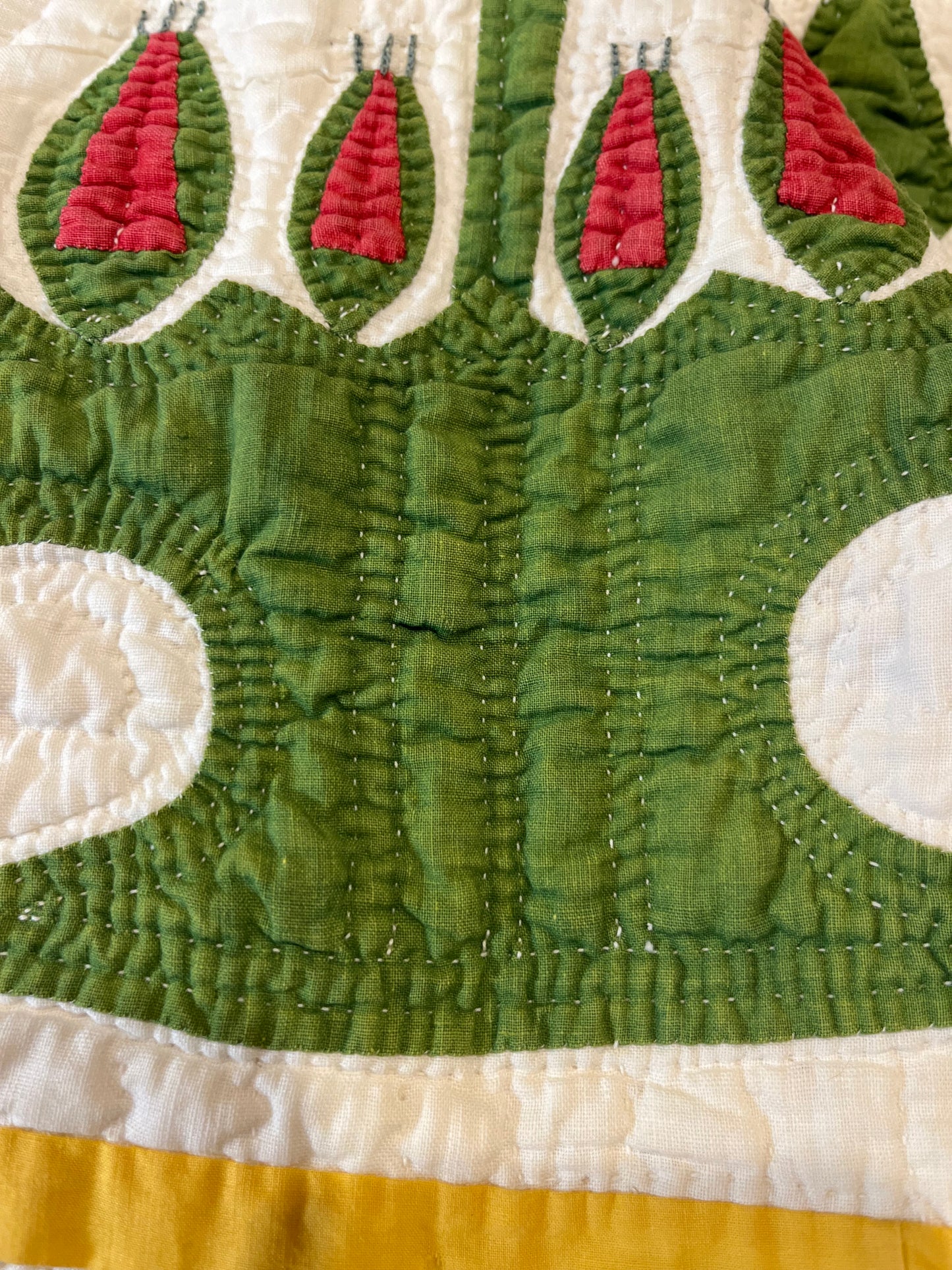 Unique Folk Art Pot of Flowers Quilt