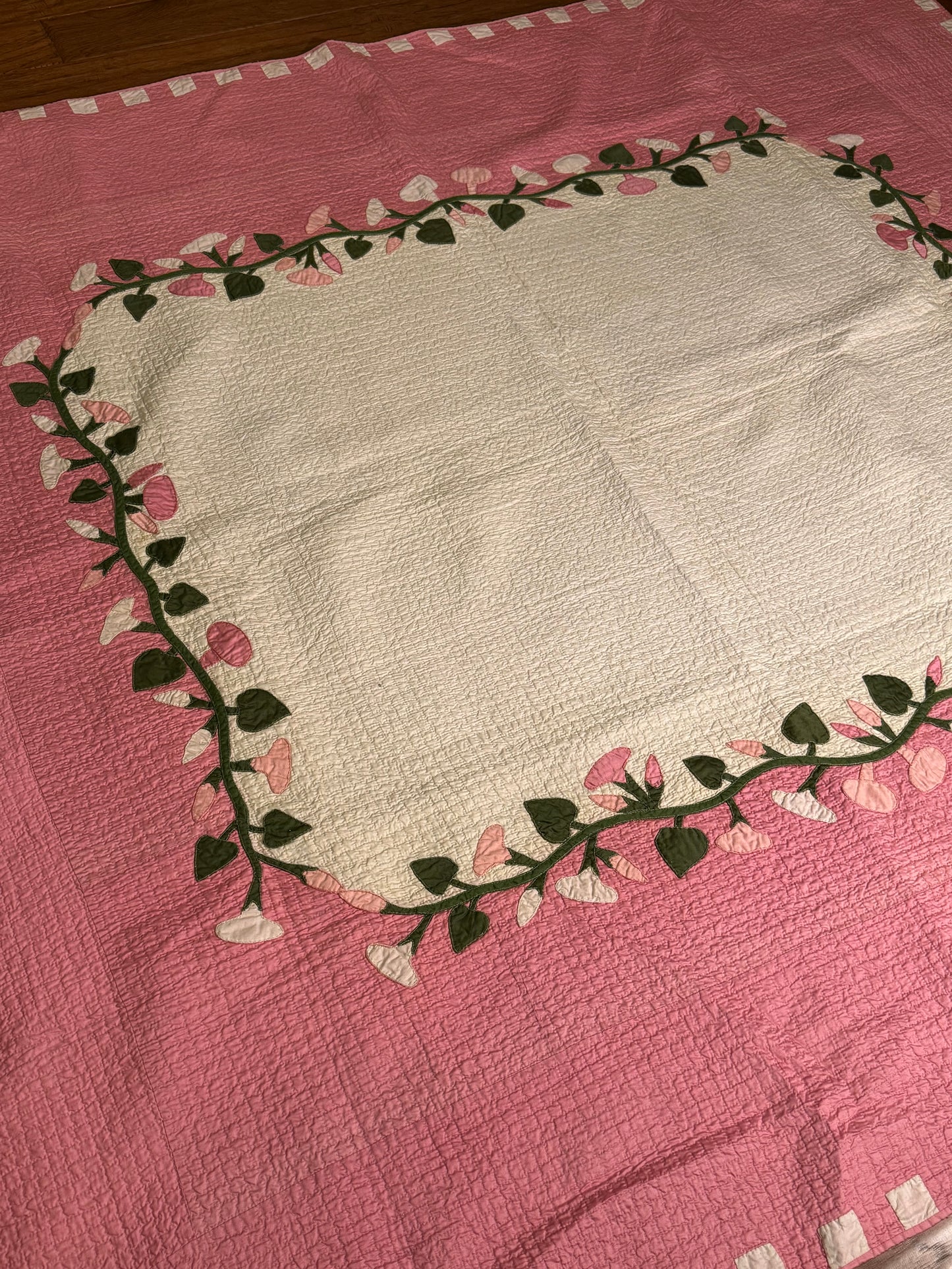 Morning Glory Appliqué Quilt with Blocks Border