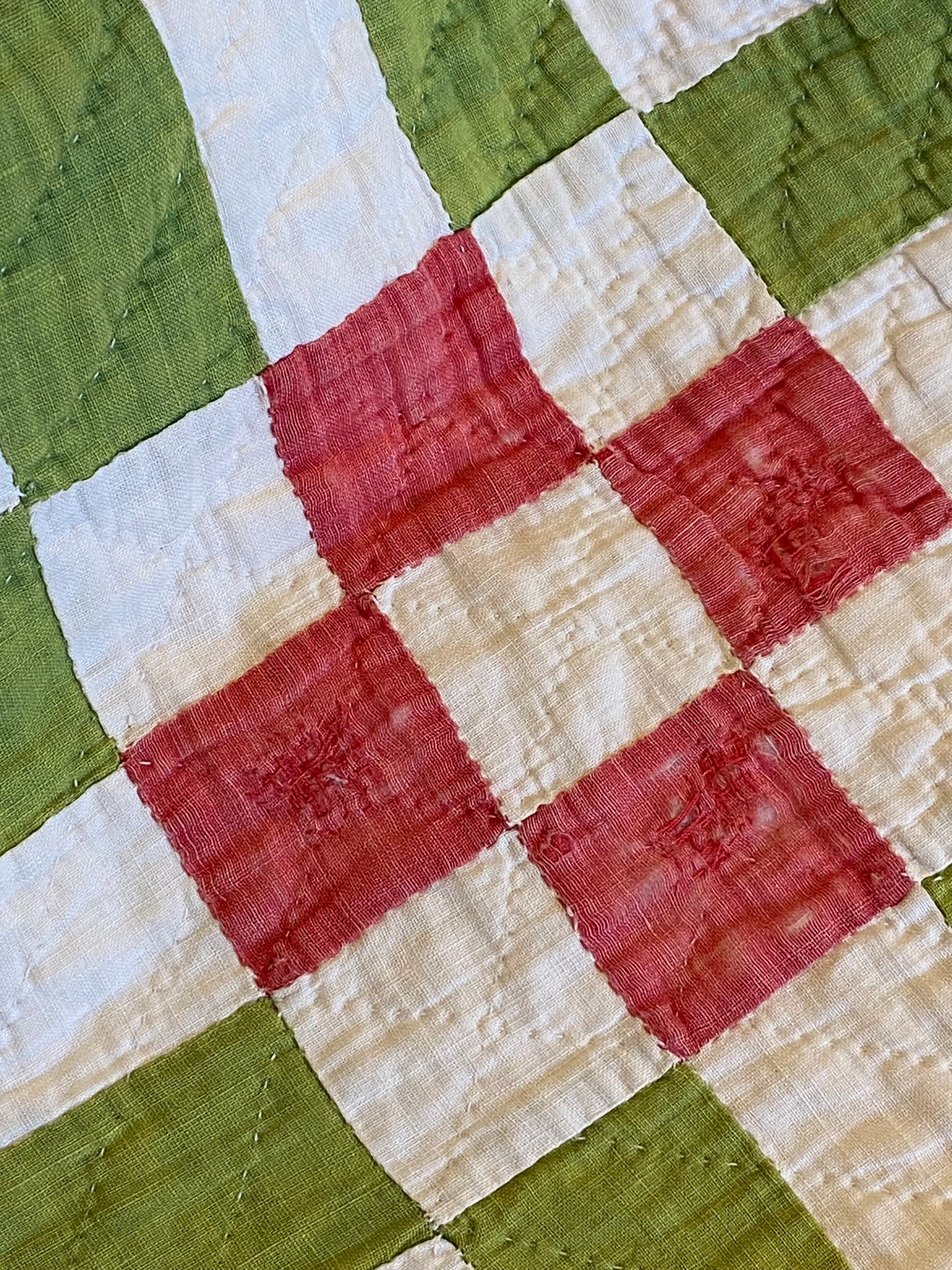 Folk Art Pot of Flowers Quilt with 9 Patch Cornerstones