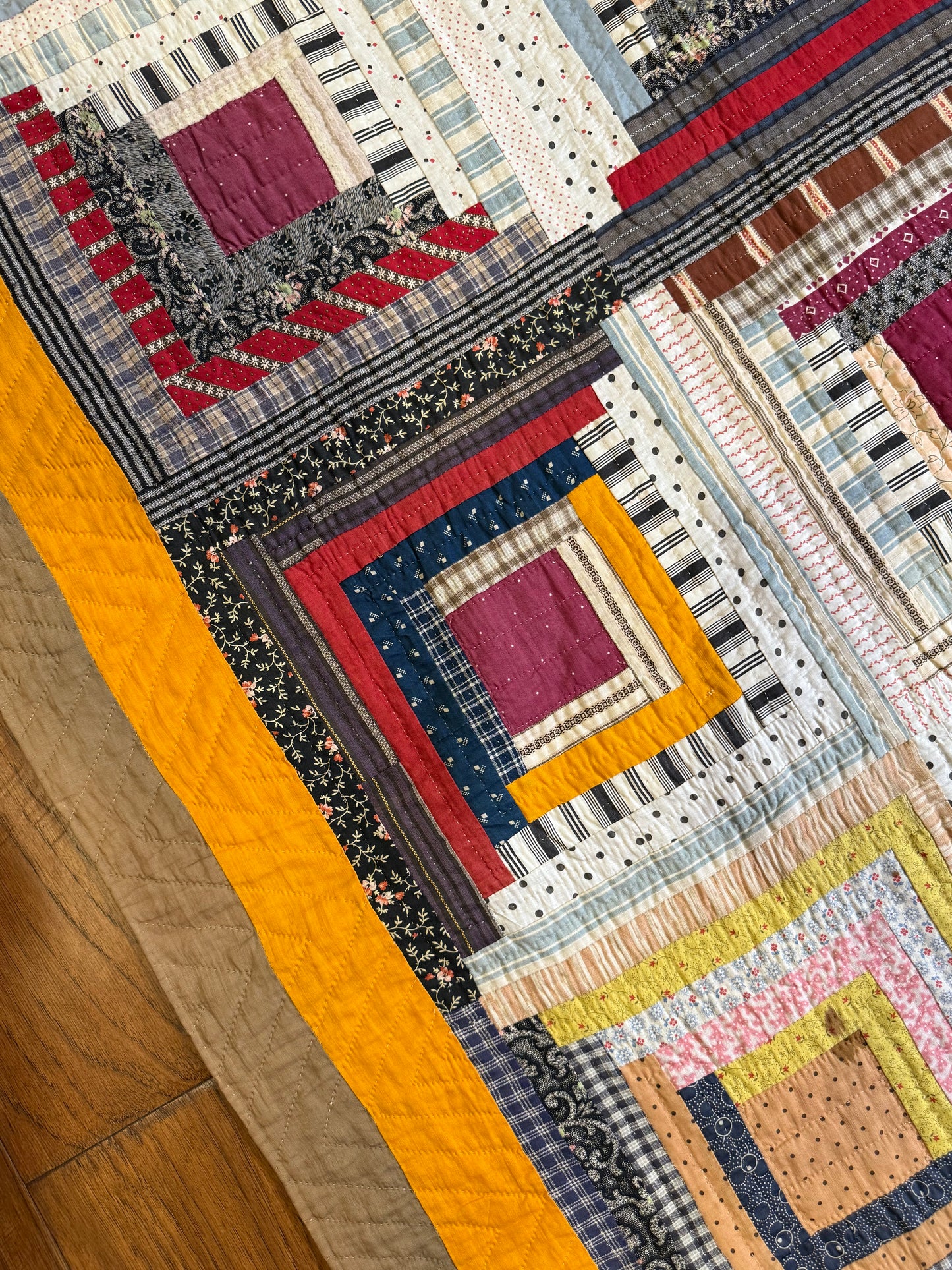 Log Cabin Sunshine and Shadows Quilt