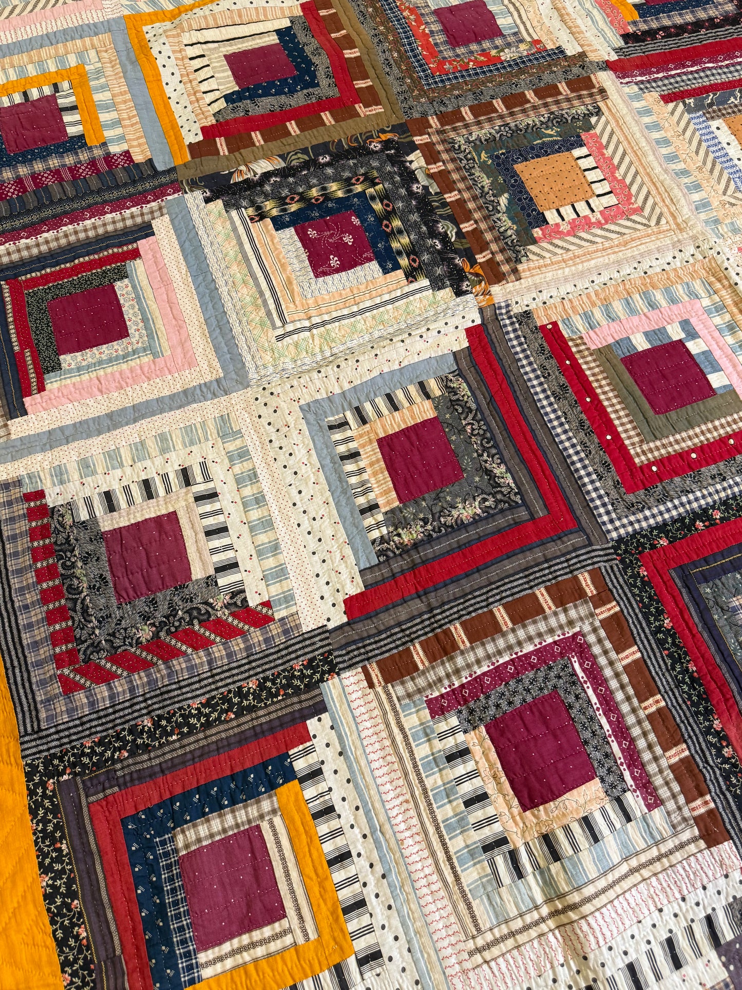 Log Cabin Sunshine and Shadows Quilt