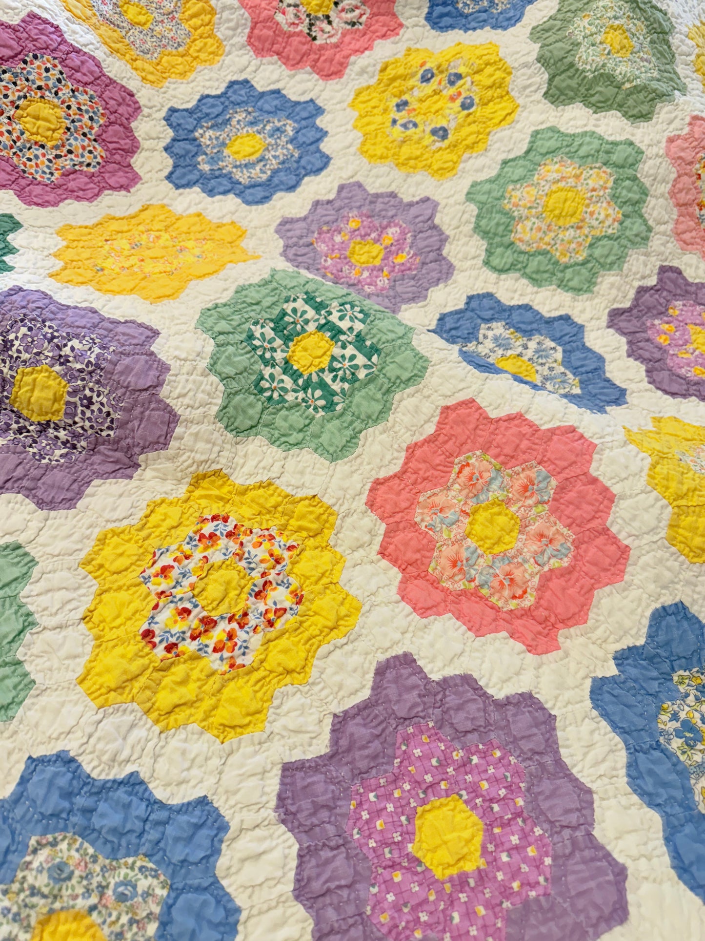 Colorful Rainbow Flower Garden Quilt