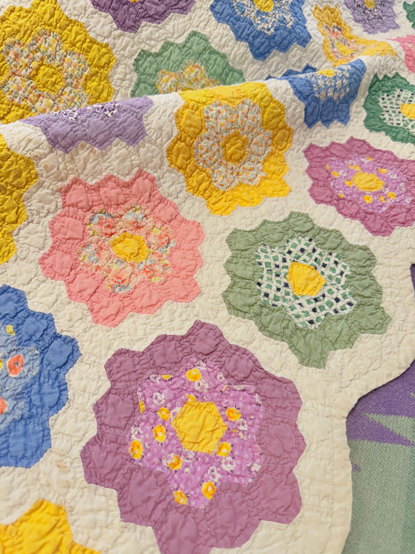 Colorful Rainbow Flower Garden Quilt