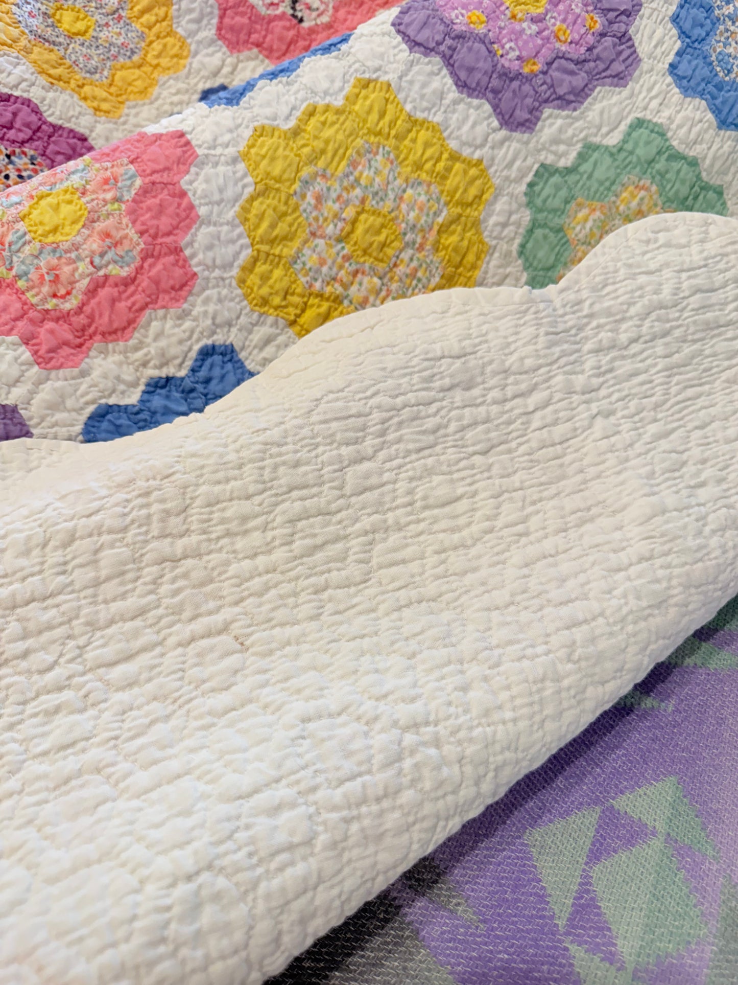 Colorful Rainbow Flower Garden Quilt