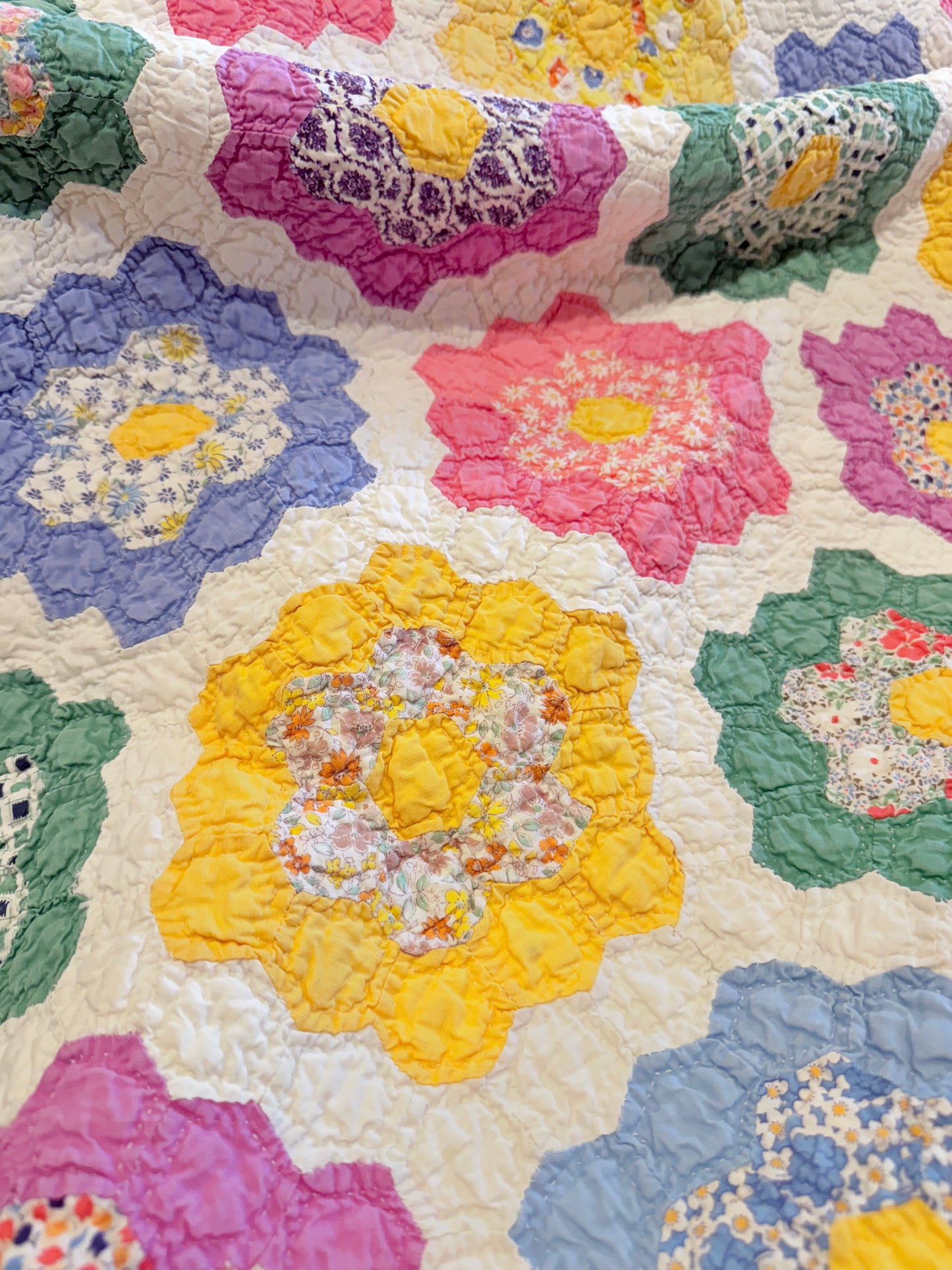 Colorful Rainbow Flower Garden Quilt