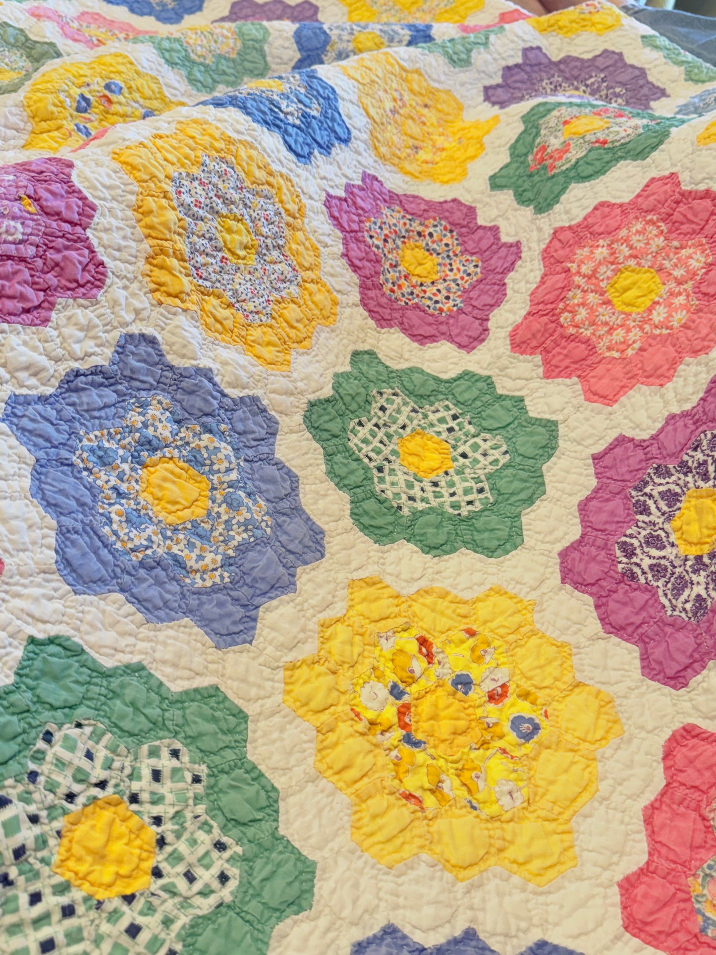 Colorful Rainbow Flower Garden Quilt