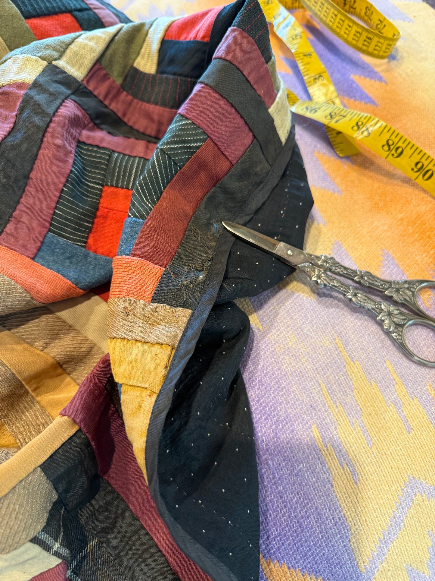 Barn Raising Log Cabin Wool Quilt