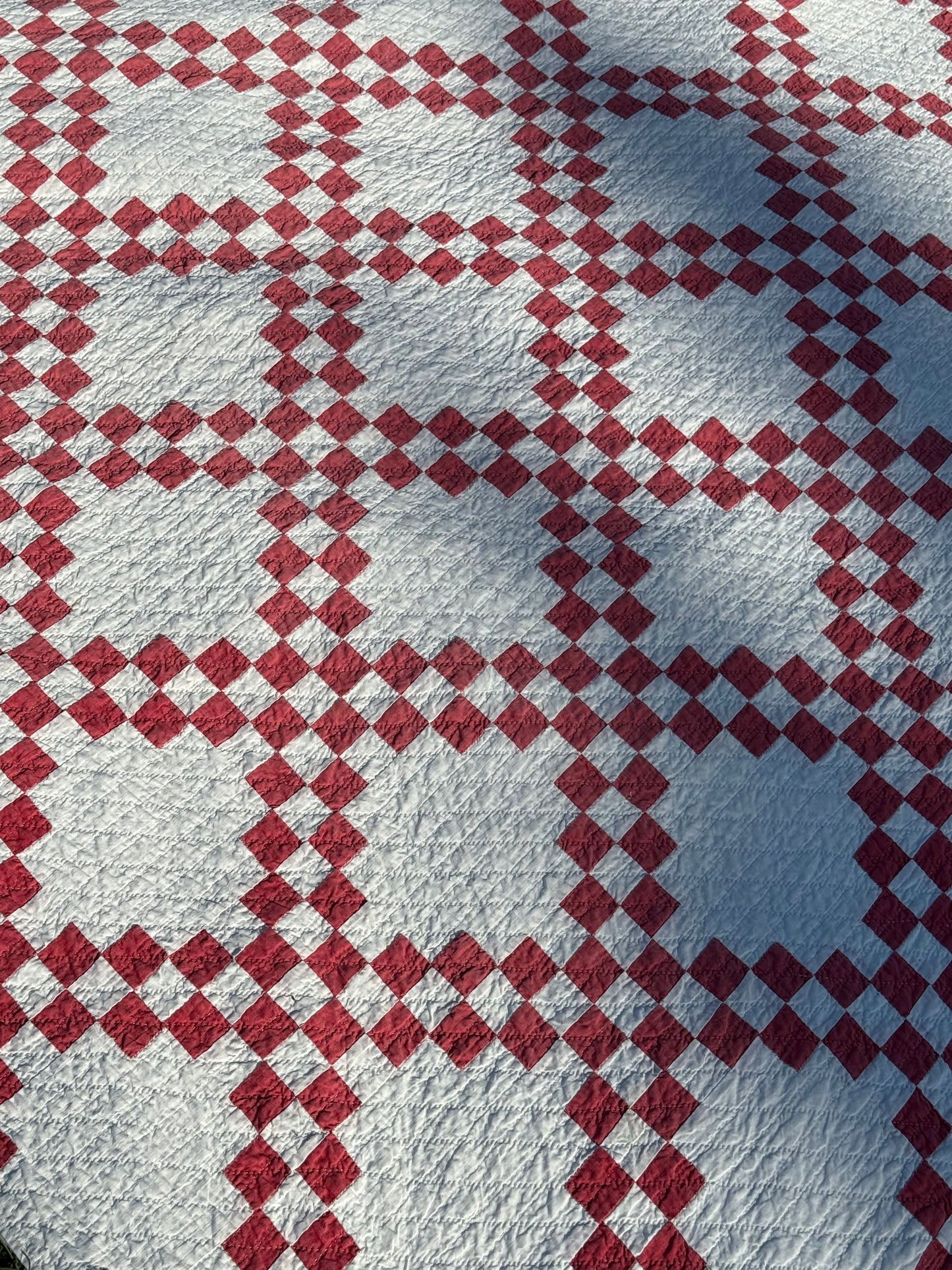 Red and White Double Irish Chain Small Scale Quilt