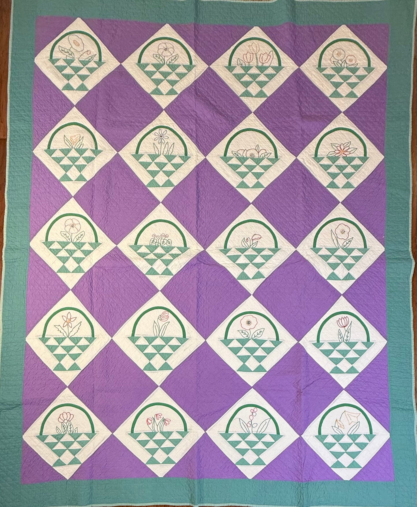 Basket Of Flowers Sampler Quilt