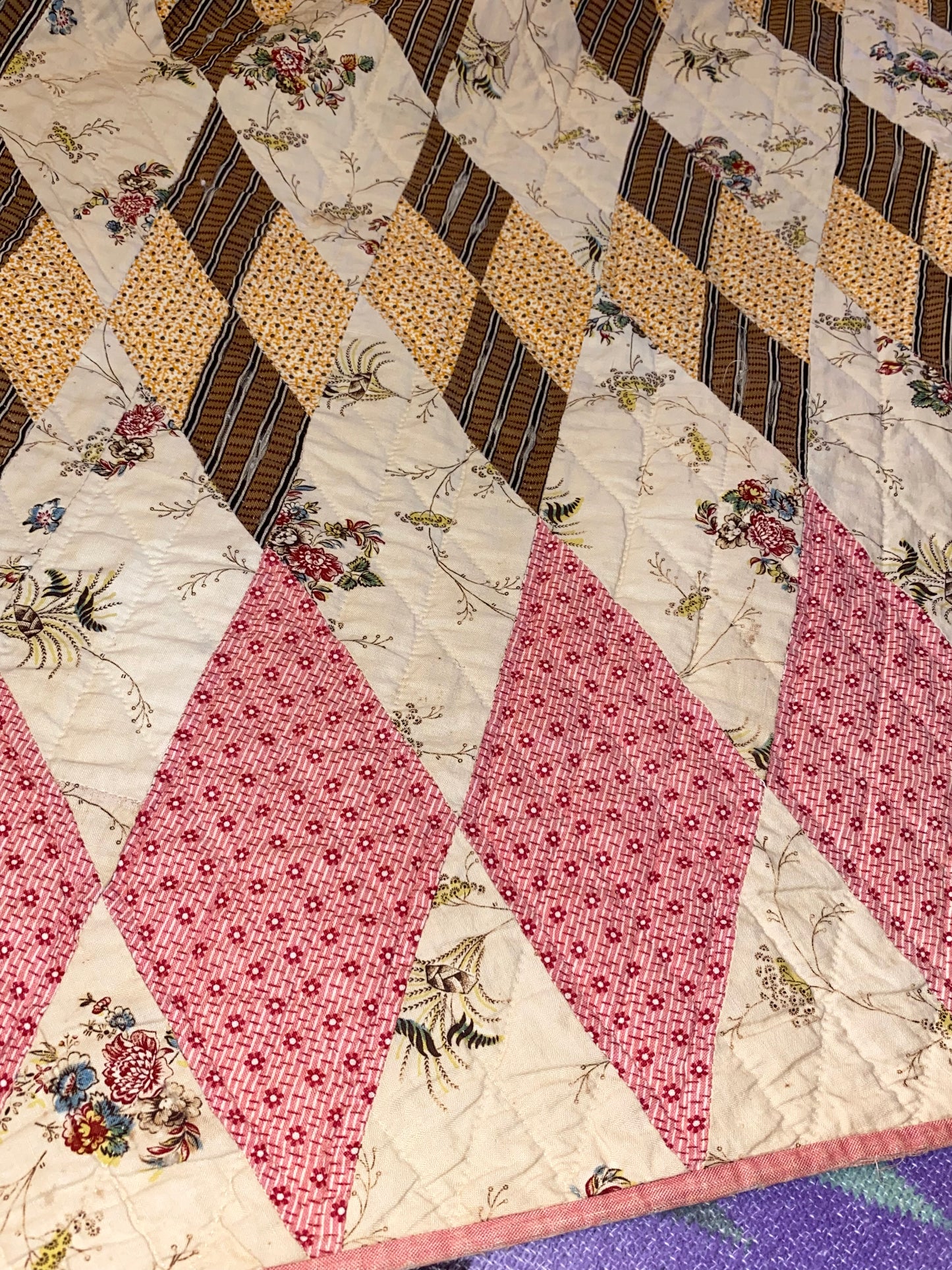 Early Diamonds Chintz Quilt