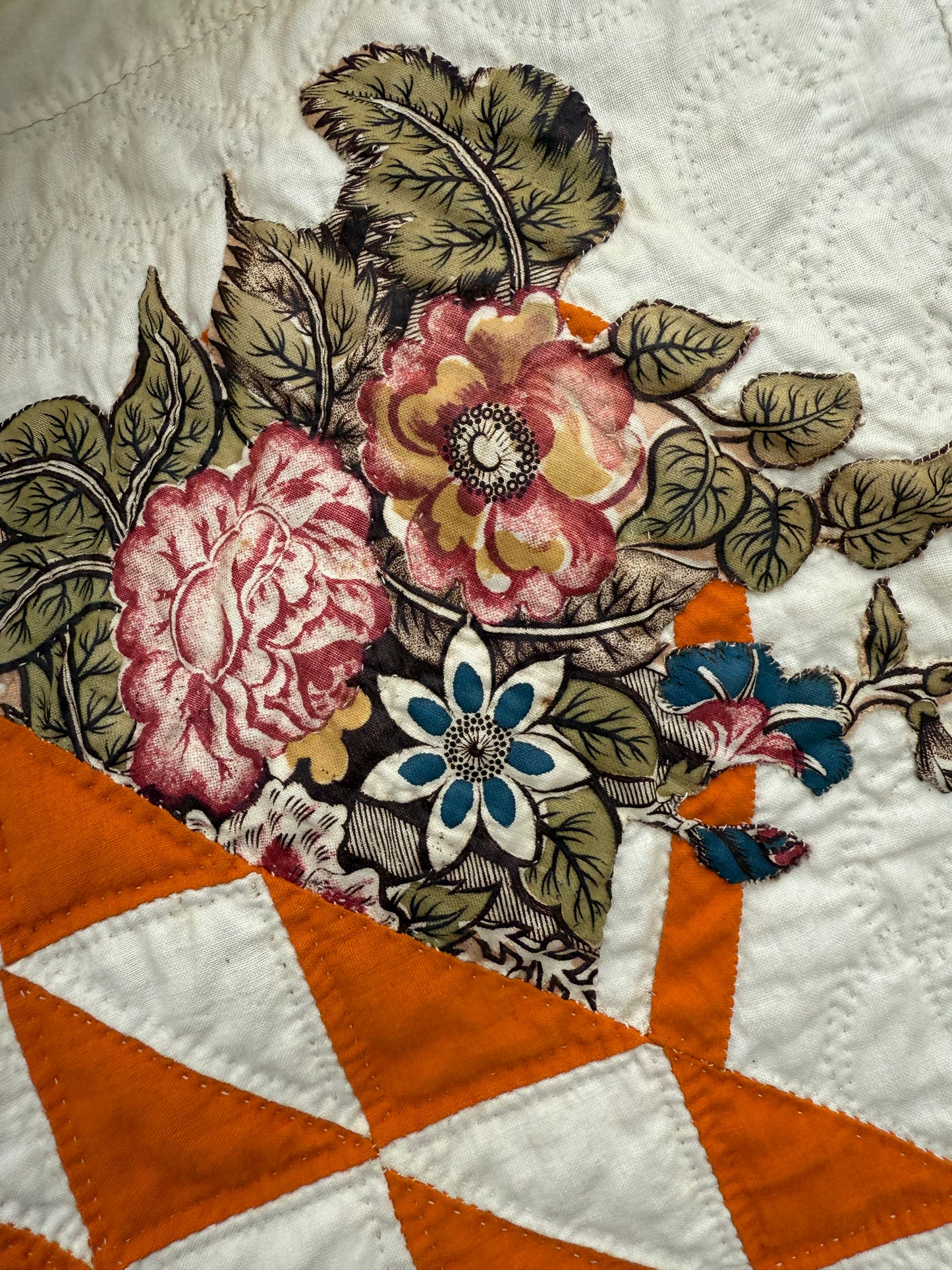 Early Basket of Chintz Flowers Quilt