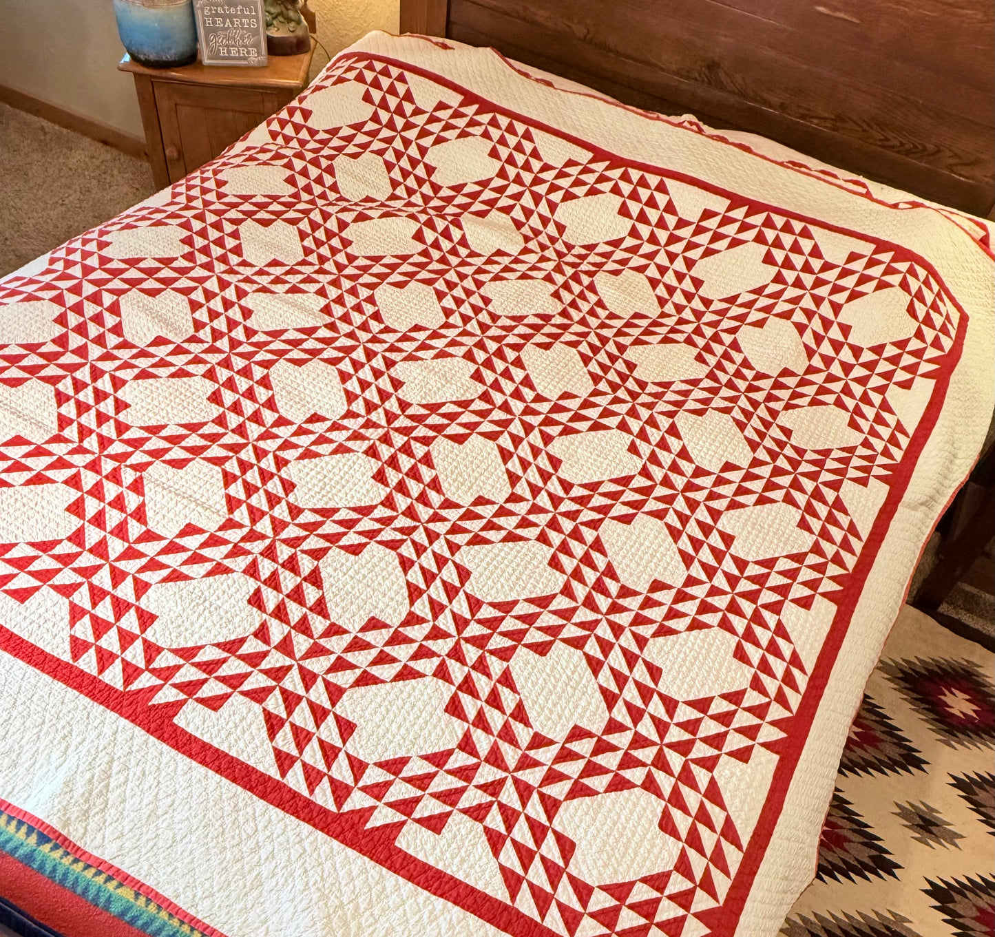 Red And White Ocean Waves Quilt