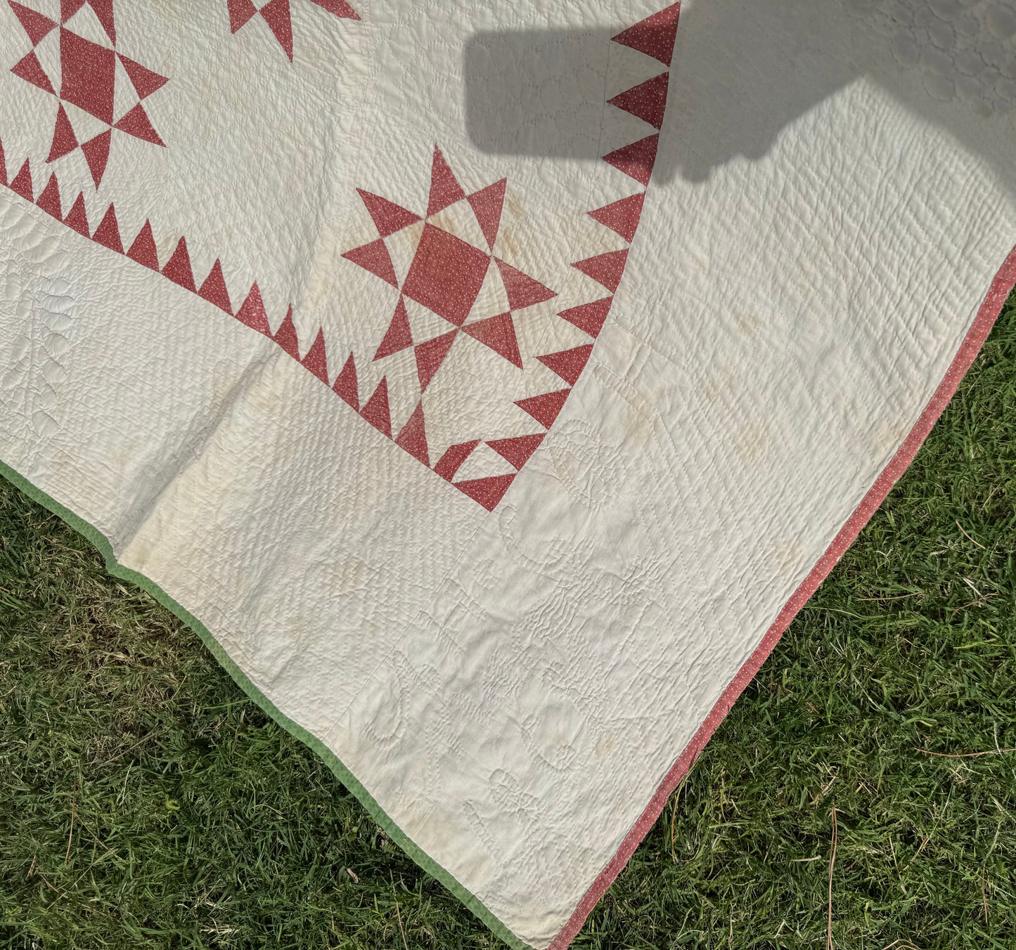Ohio Stars Signed And Dated Trapunto Quilt 1869