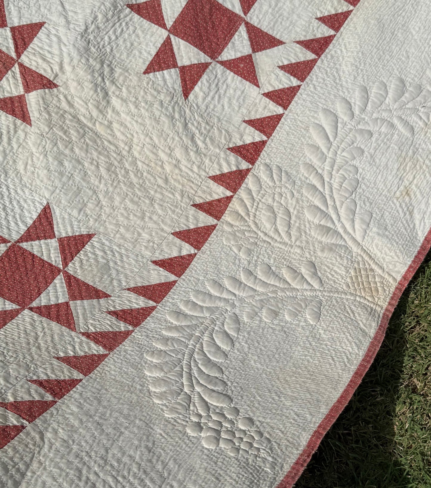 Ohio Stars Signed And Dated Trapunto Quilt 1869