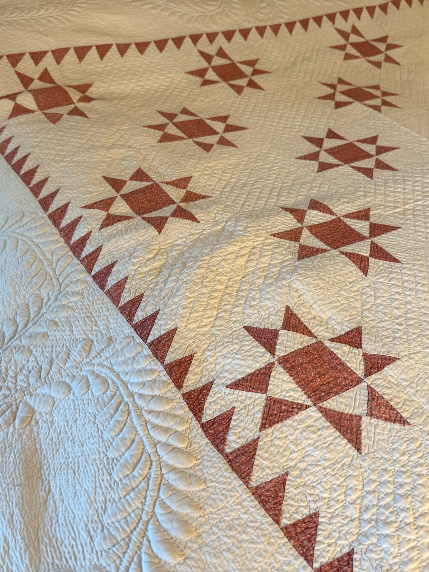 Ohio Stars Signed And Dated Trapunto Quilt 1869