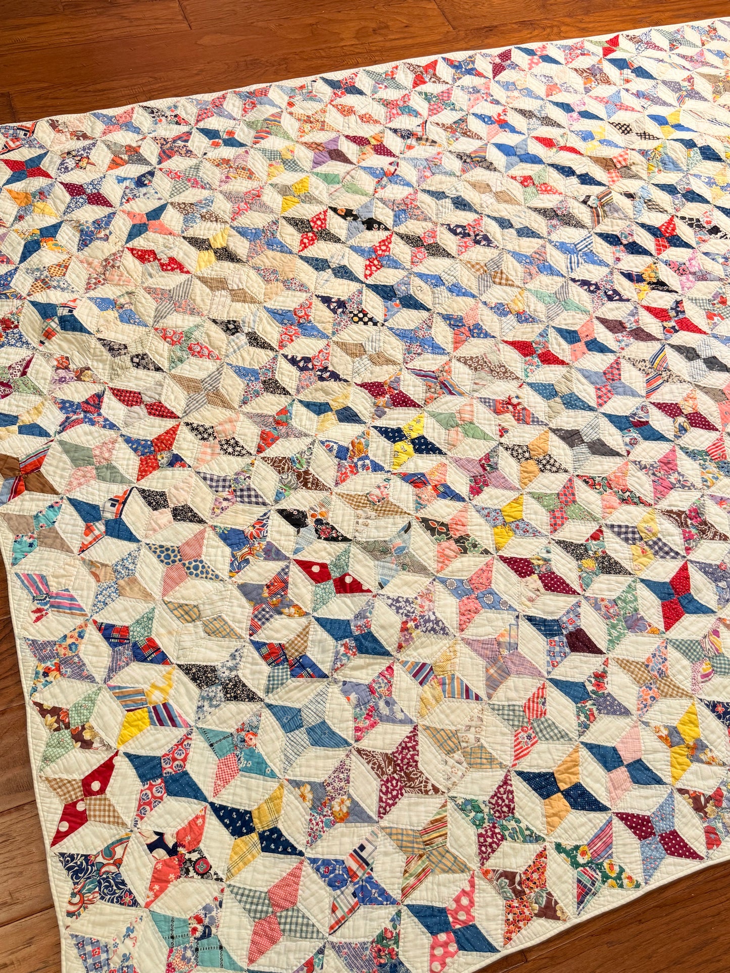 Happy Scrappy 4 Point Touching Stars Quilt
