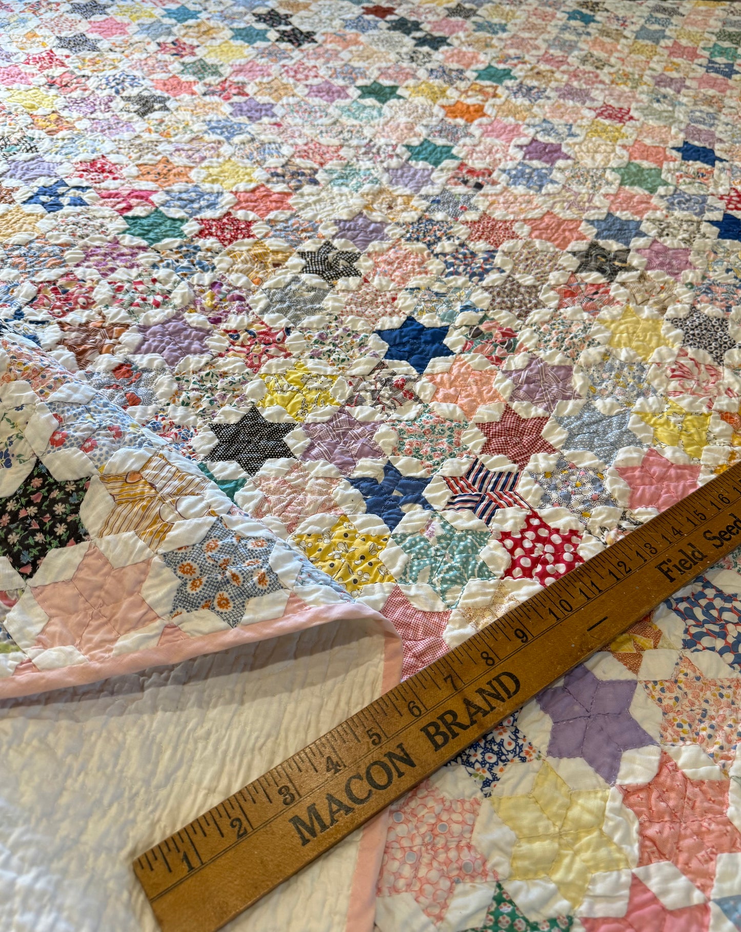 Outstanding Miniature 6 Point Connecting Stars Quilt
