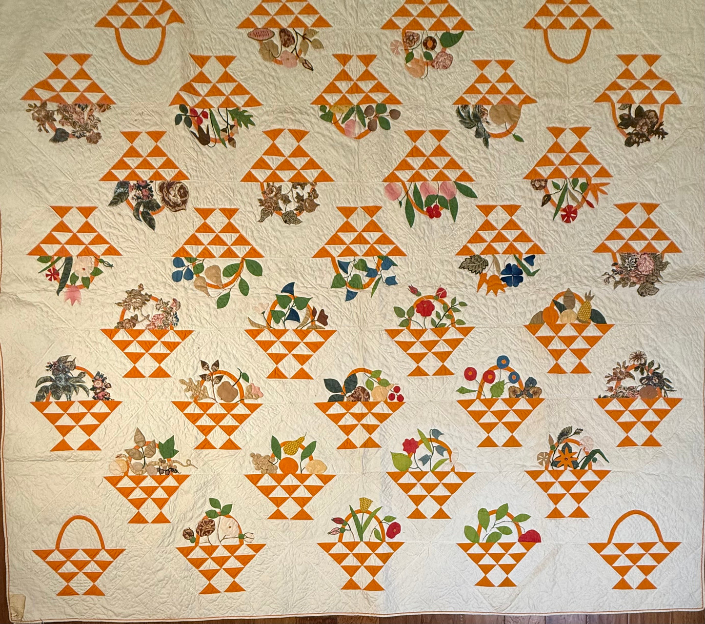 Early Basket of Chintz Flowers Quilt