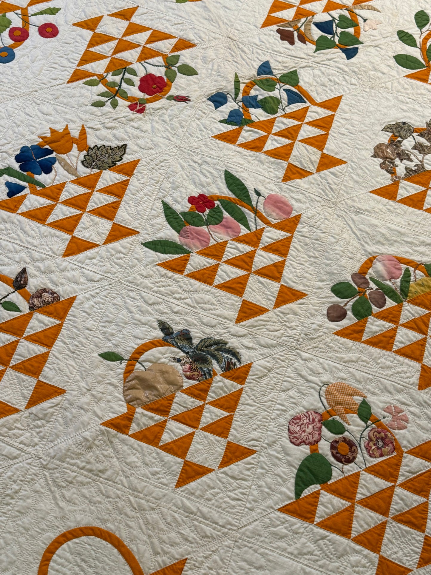 Early Basket of Chintz Flowers Quilt