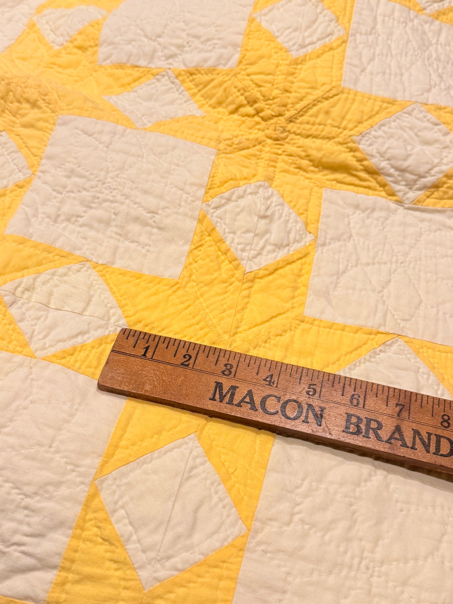 Buttery Yellow and White Stars of LeMoyne Quilt