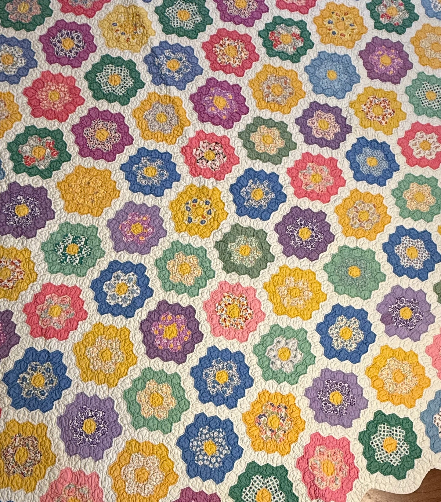 Colorful Rainbow Flower Garden Quilt